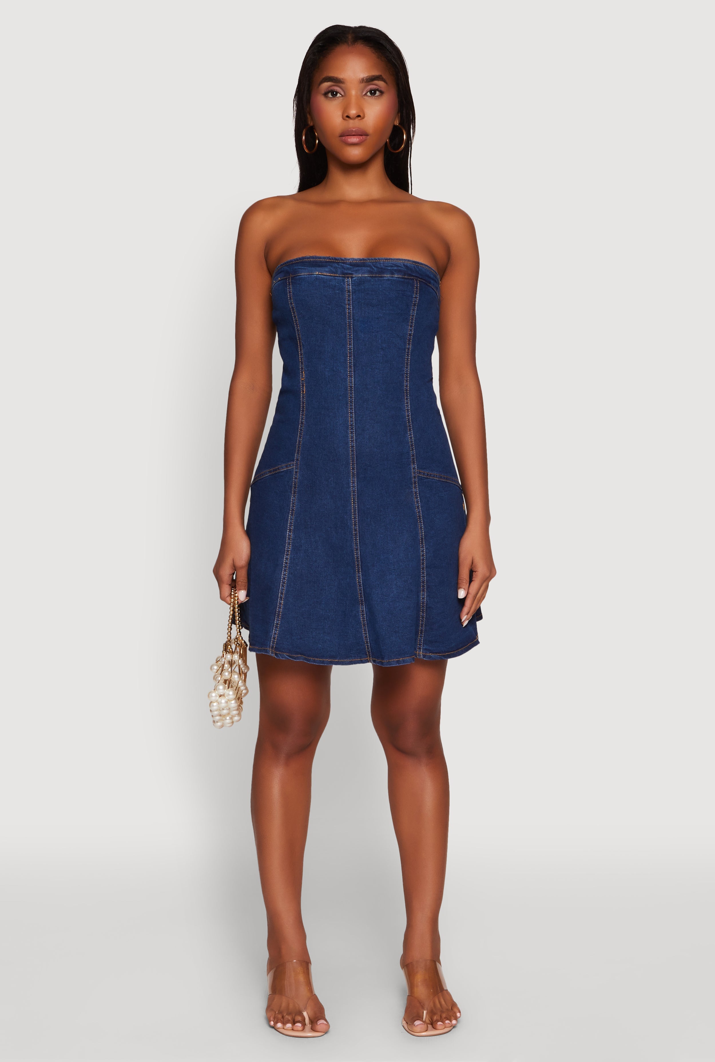 Daisy Strapless Denim Skater Dress