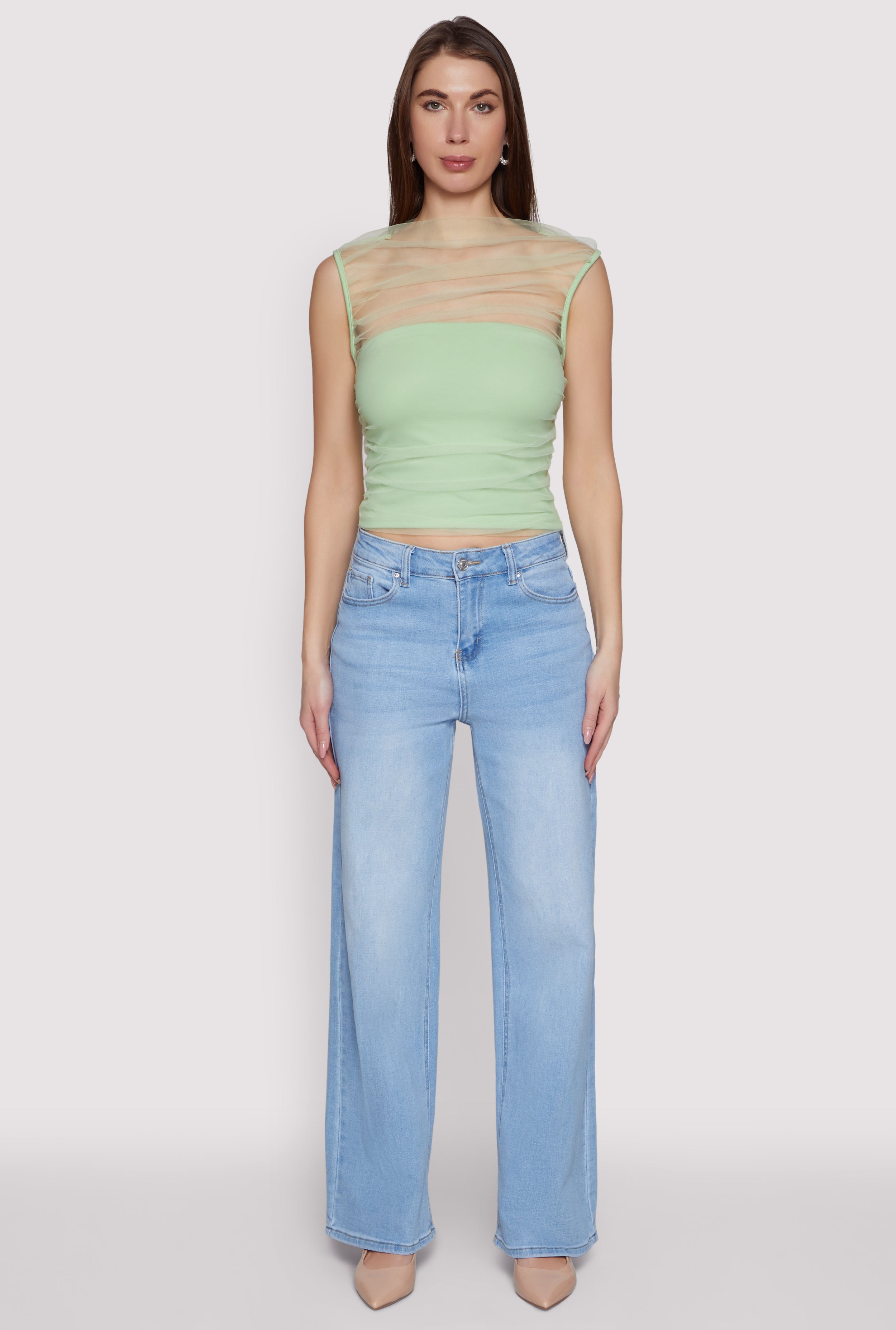 High Neck Mesh Crop Top