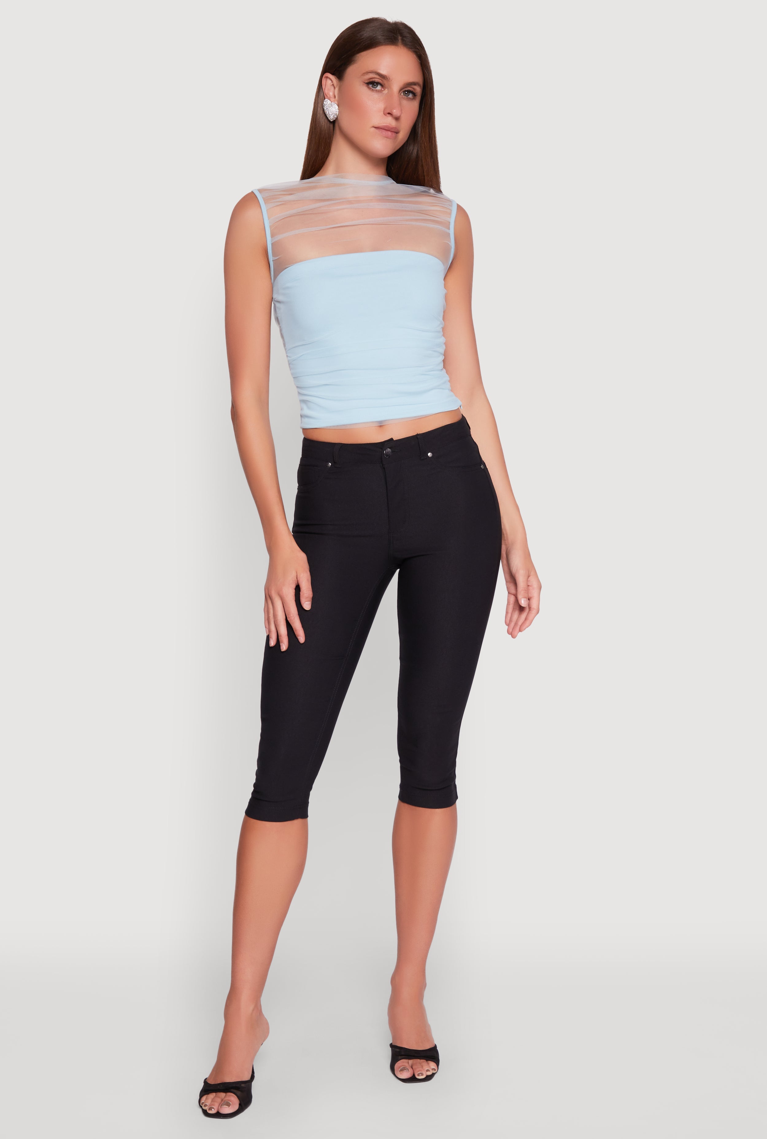 High Neck Mesh Crop Top