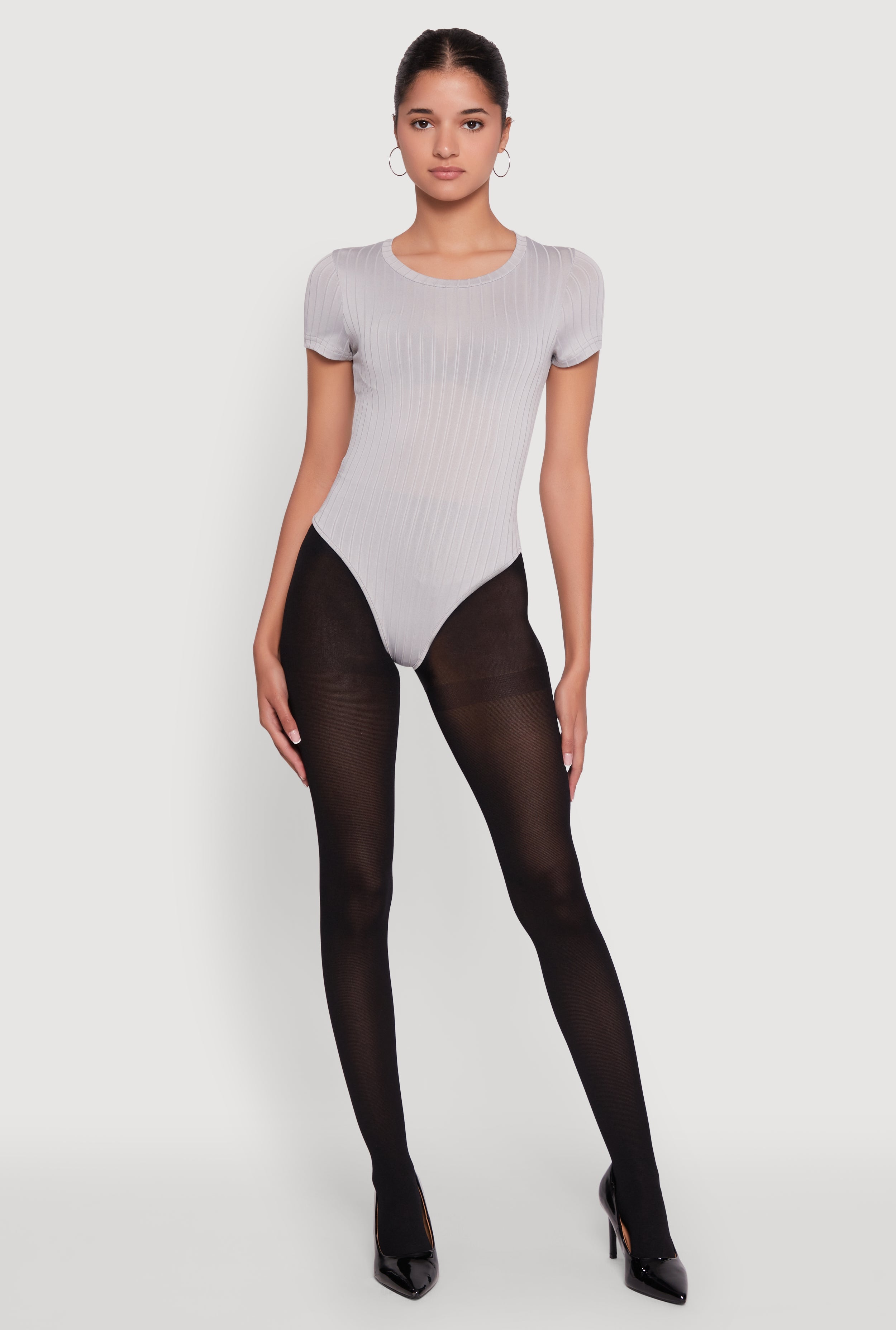 Daisy Rib Knit Short Sleeve Crew Neck Bodysuit