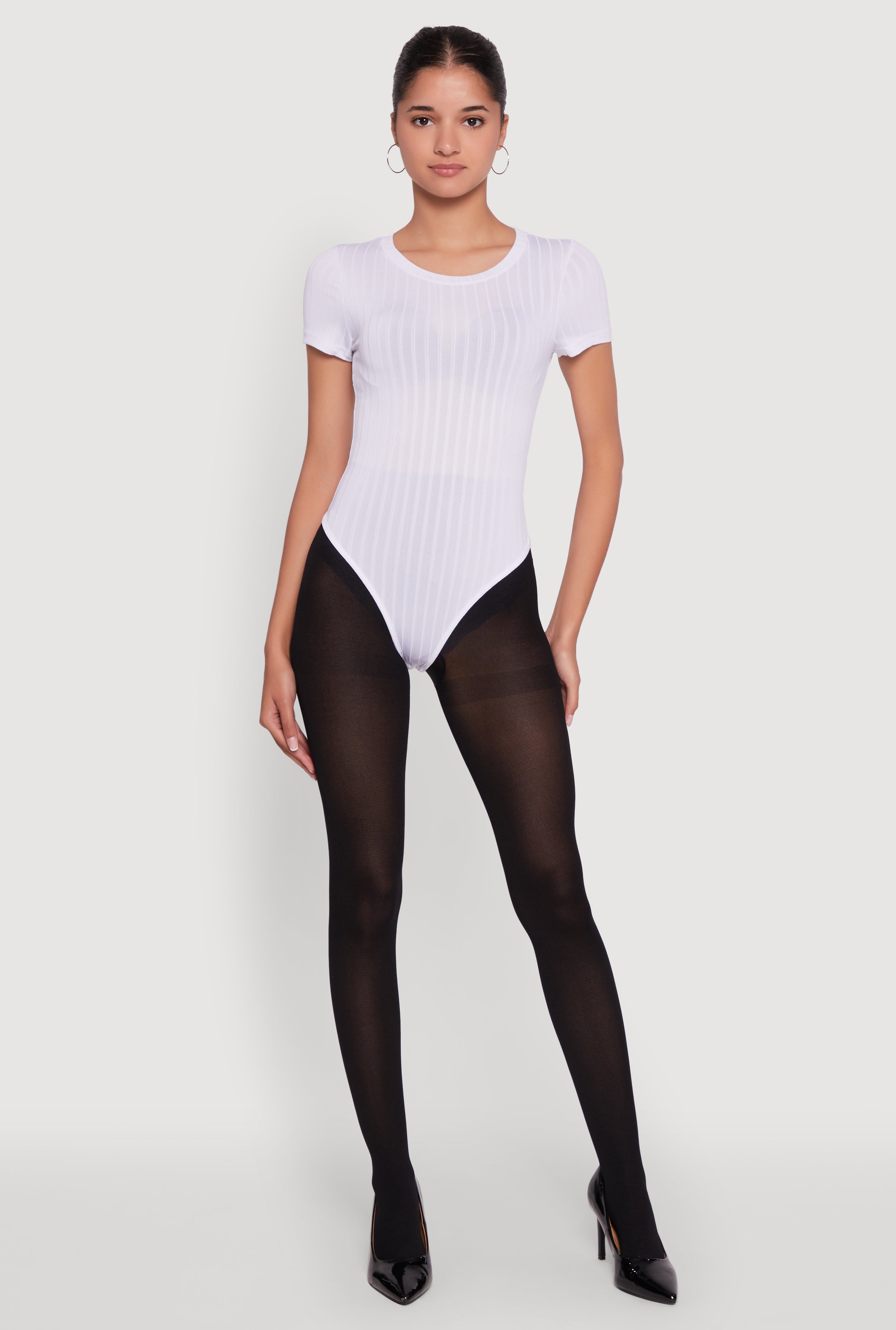 Daisy Rib Knit Short Sleeve Crew Neck Bodysuit
