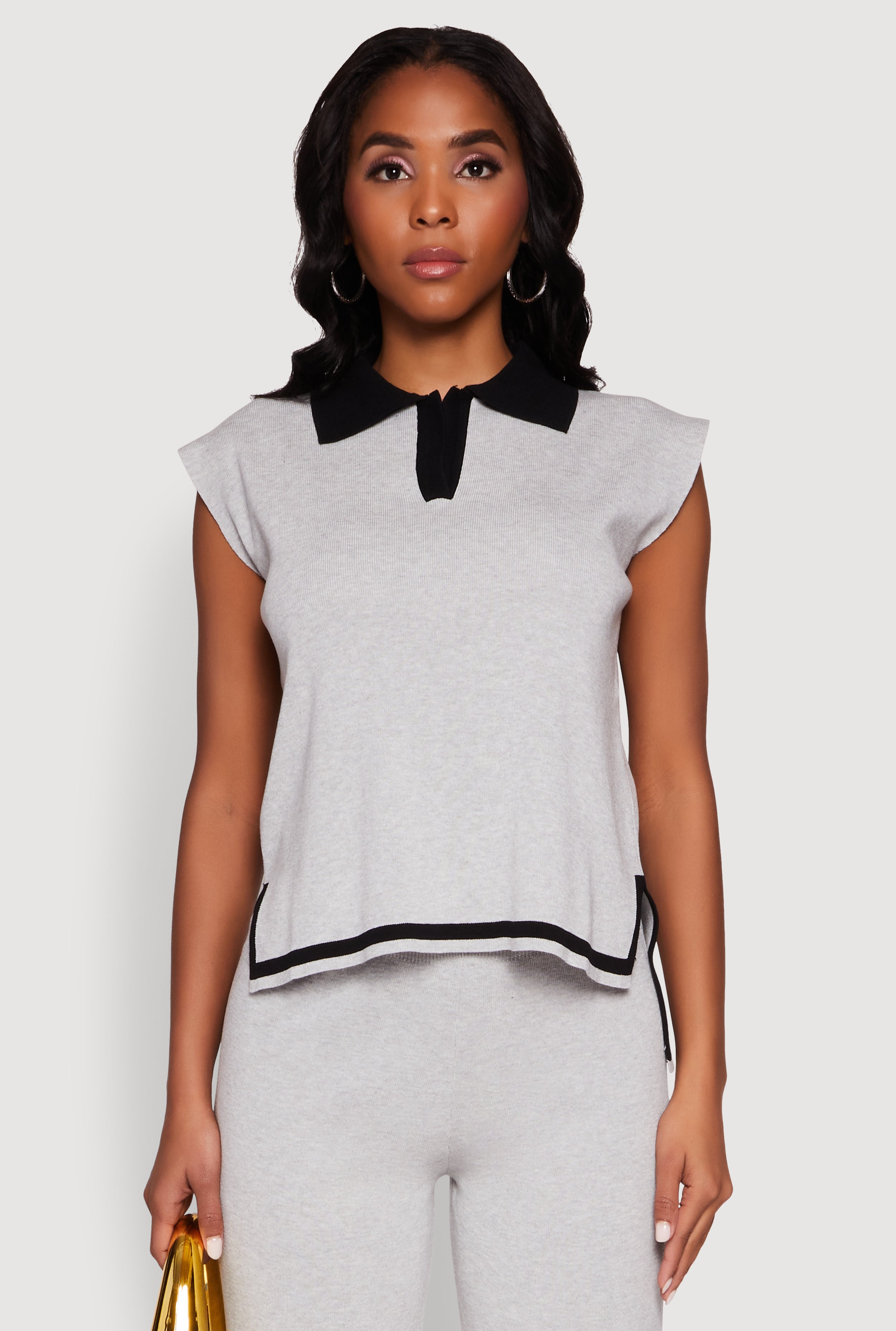Daisy Contrast Trim Cap Sleeve Blouse