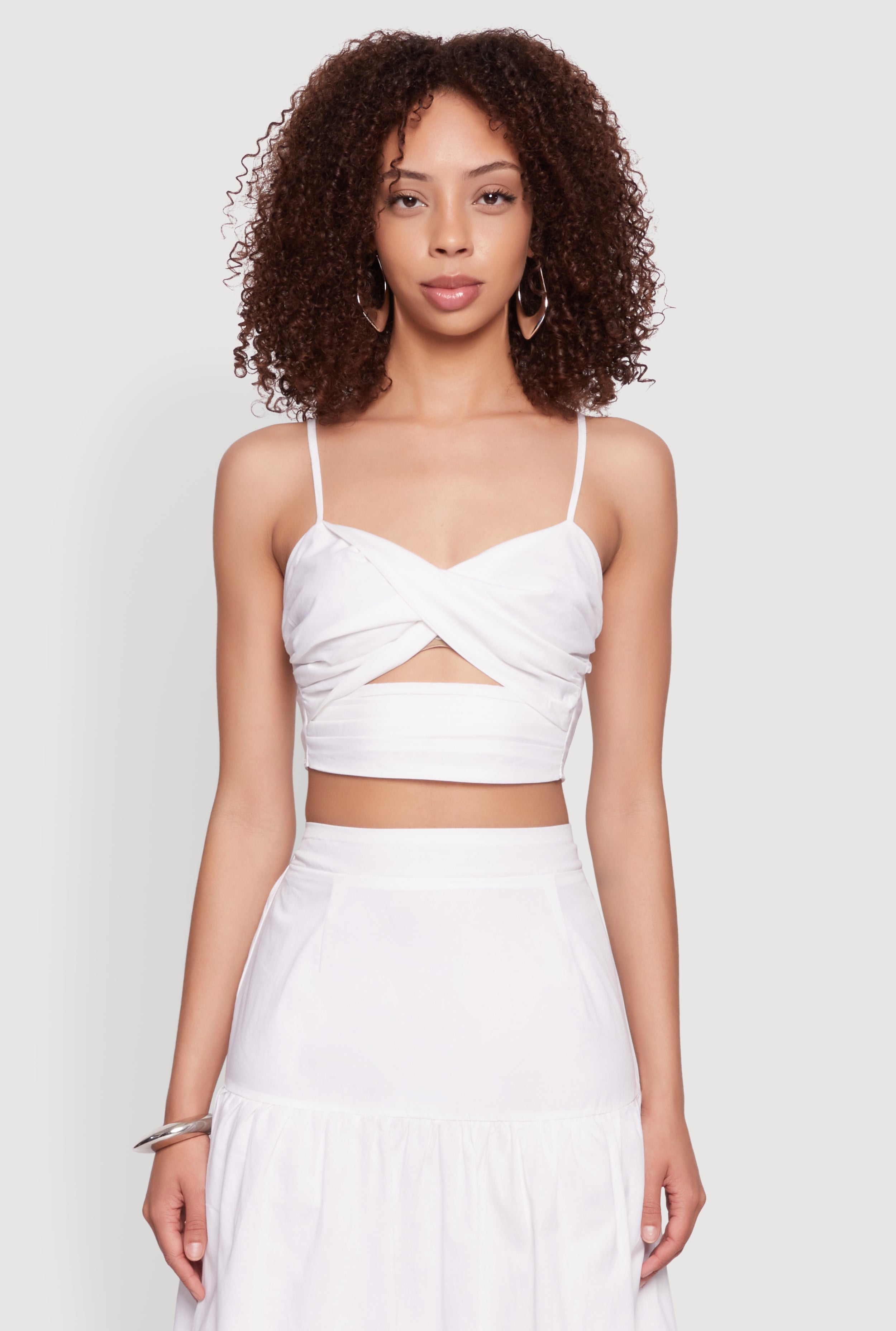 Twist Front Zip Back Cropped Cami