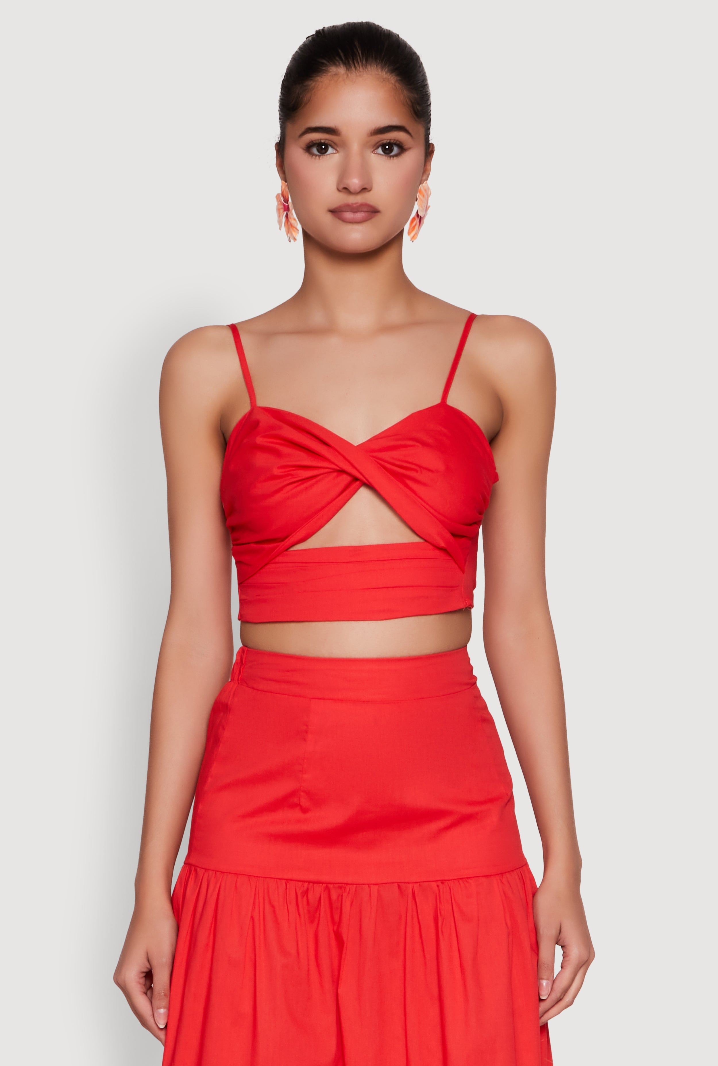 Twist Front Zip Back Cropped Cami