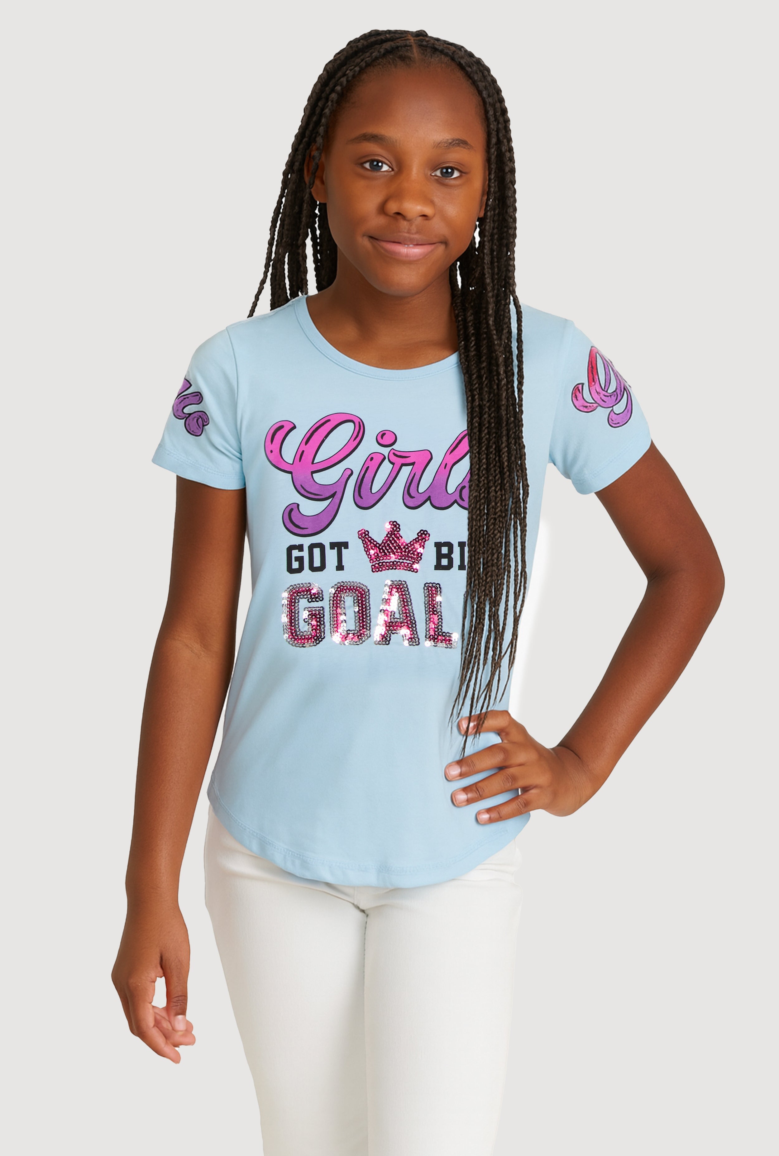 Girls Sequin GOALS Graphic Tee