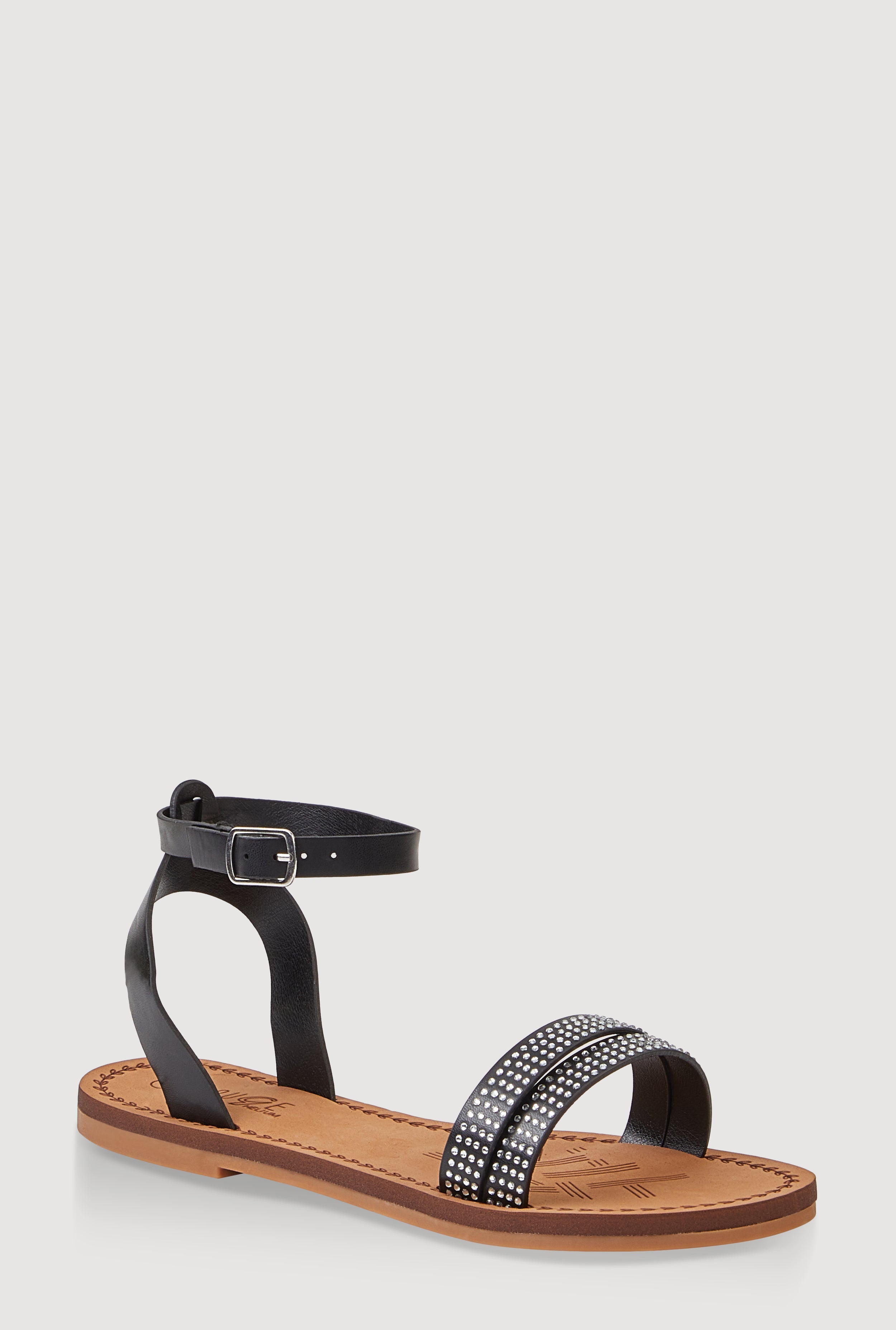 Girls Rhinestone Ankle Strap Sandals