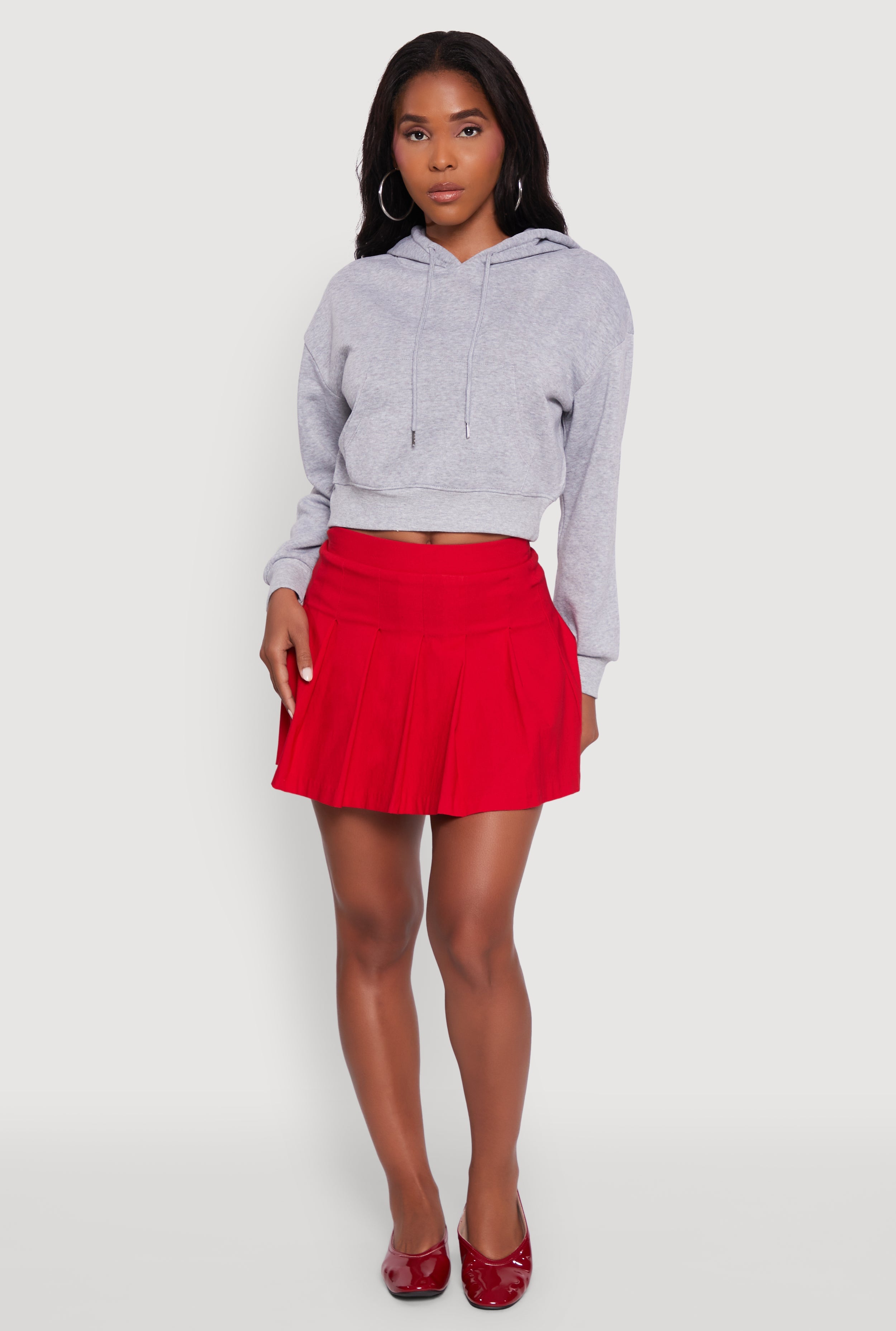 Cropped Kangaroo Pocket Pullover Hoodie