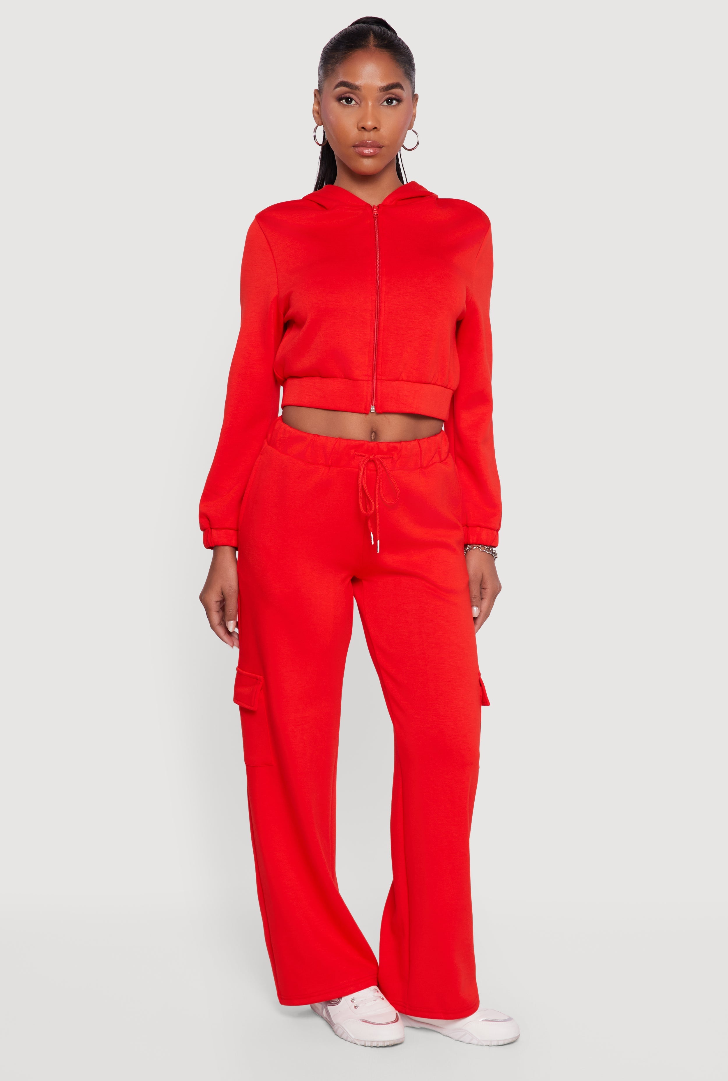 Drawstring Waist Straight Leg Cargo Sweatpants