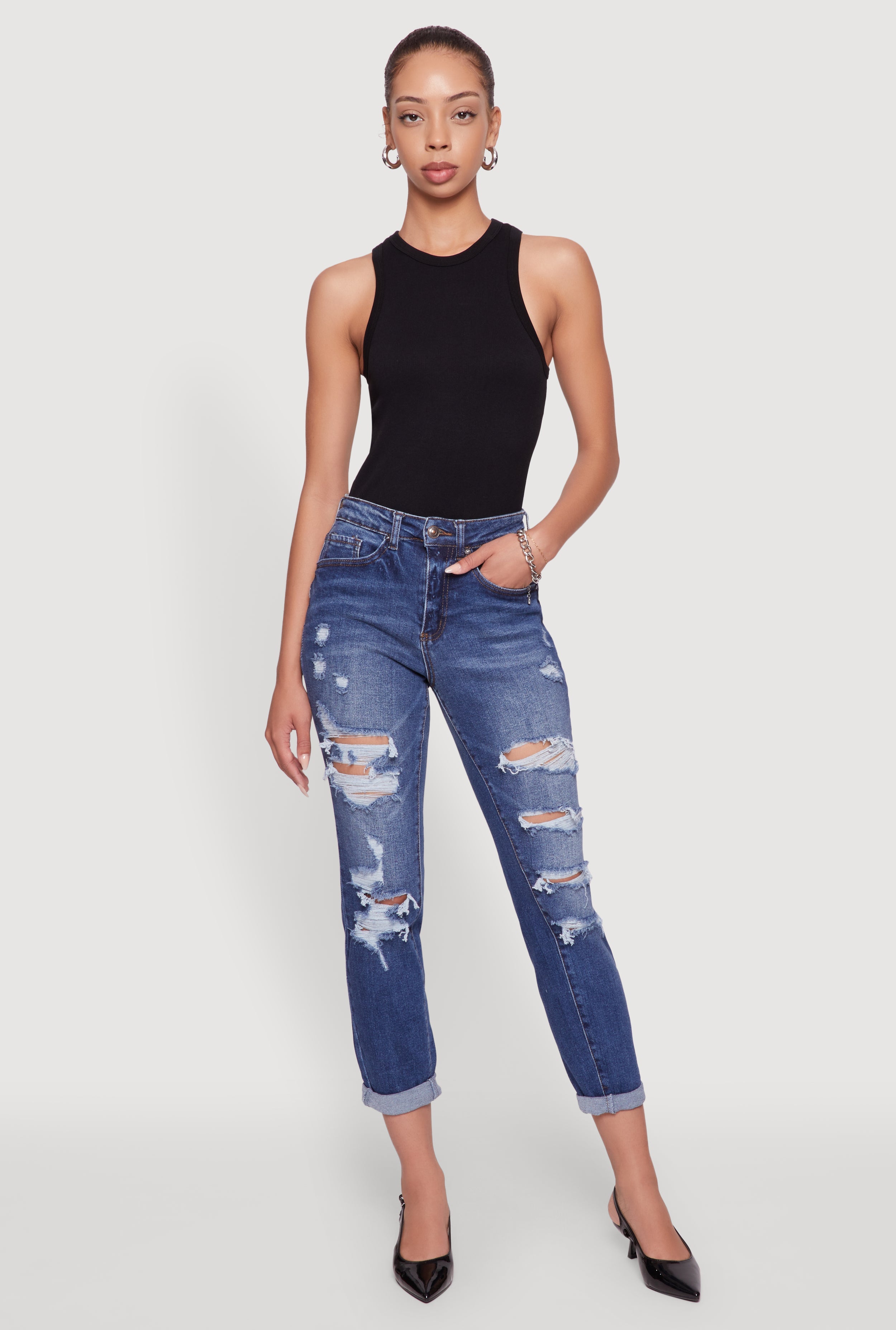 WAX Distressed Boyfriend Jeans