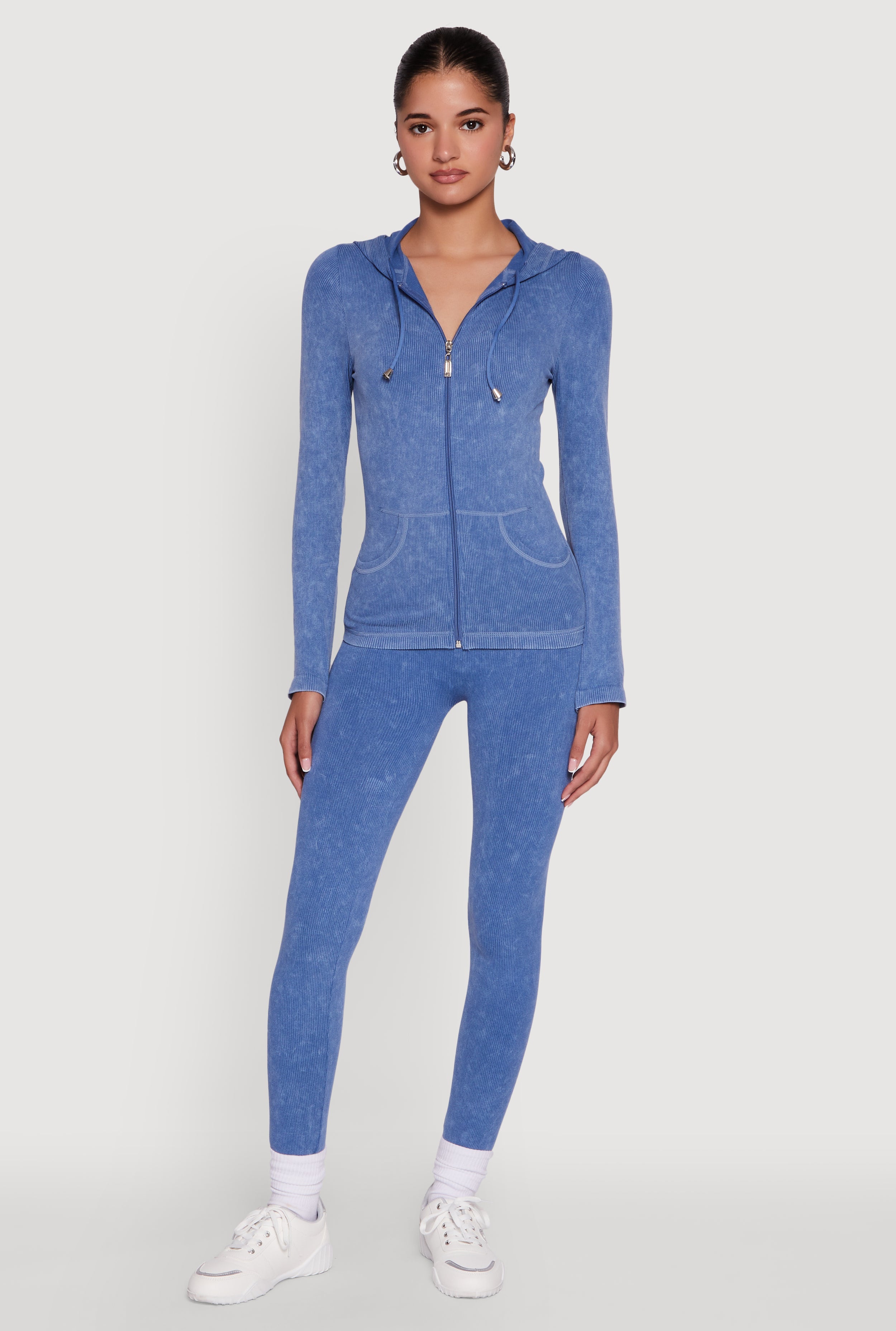 Seamless Rib Knit Acid Wash Leggings