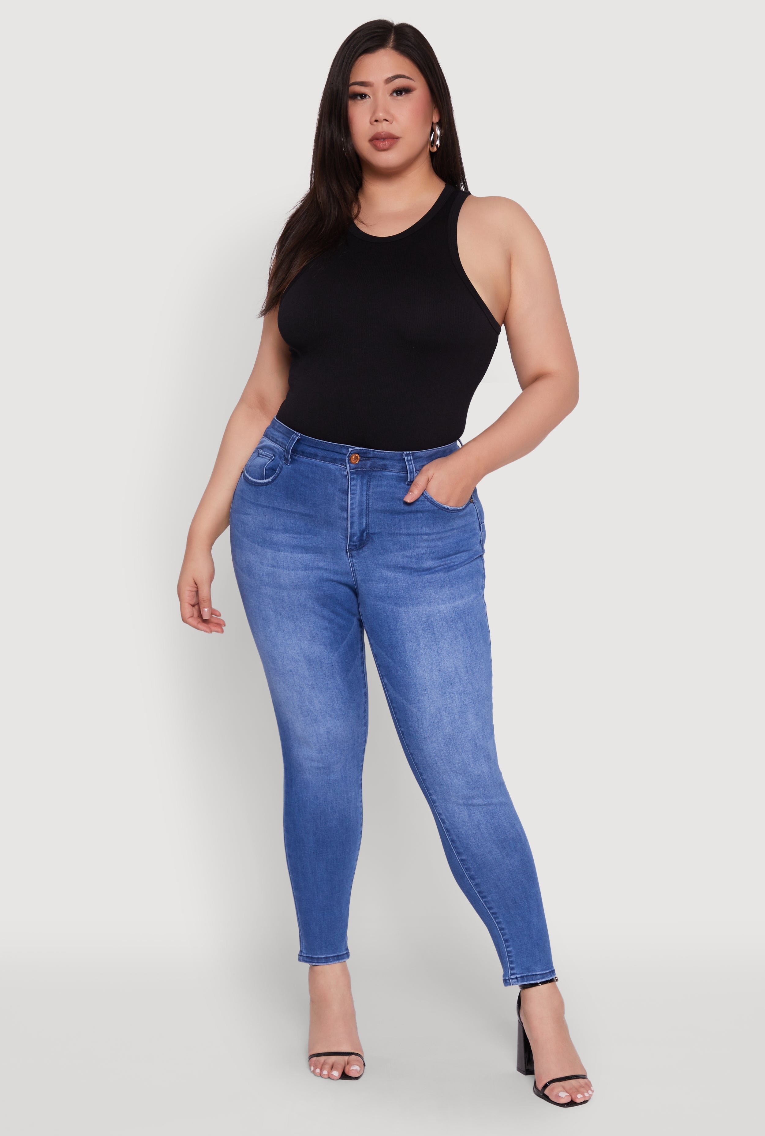 Plus Size WAX High Waist Push Up Skinny Jeans