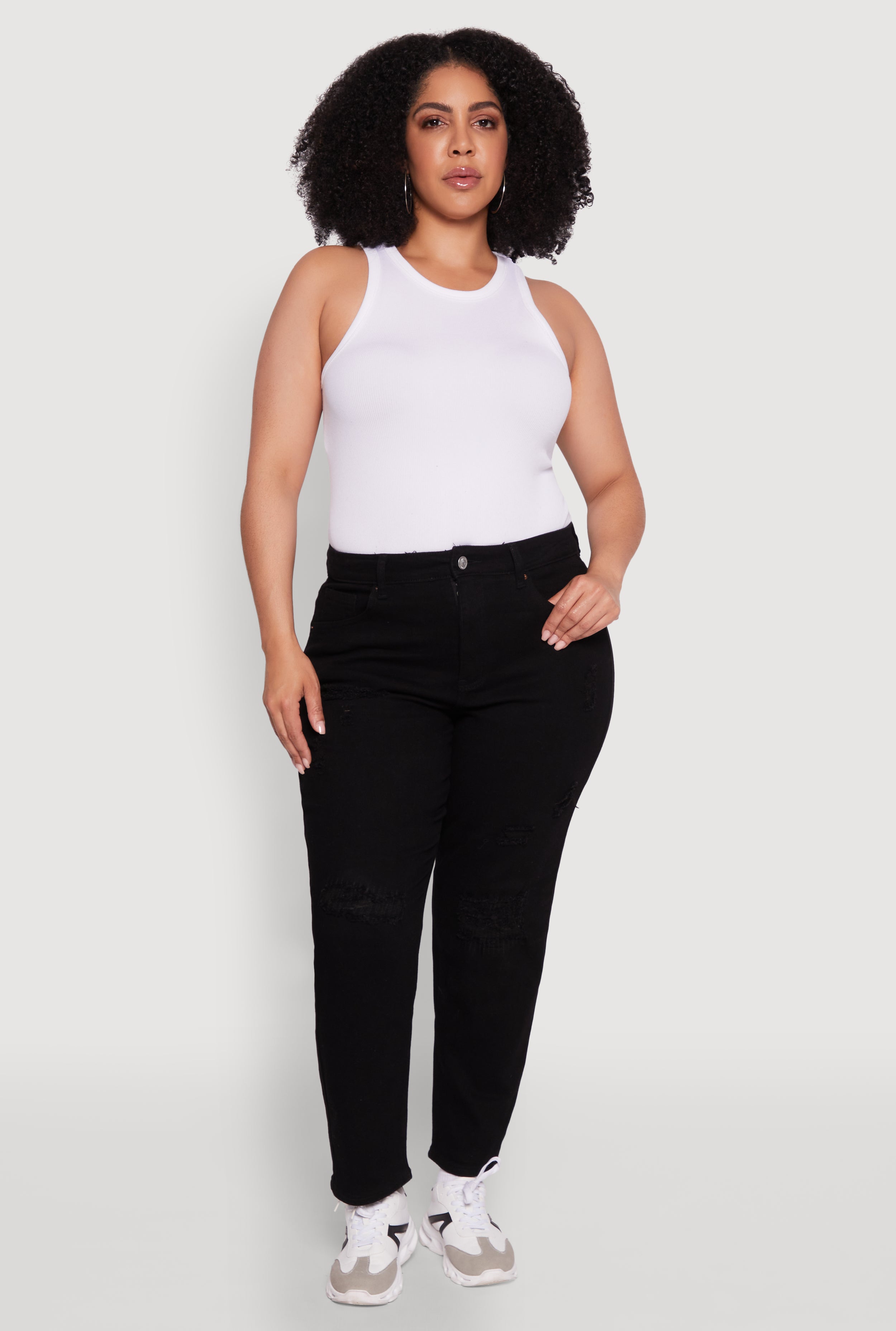 Plus Size WAX High Waist Distressed Jeans