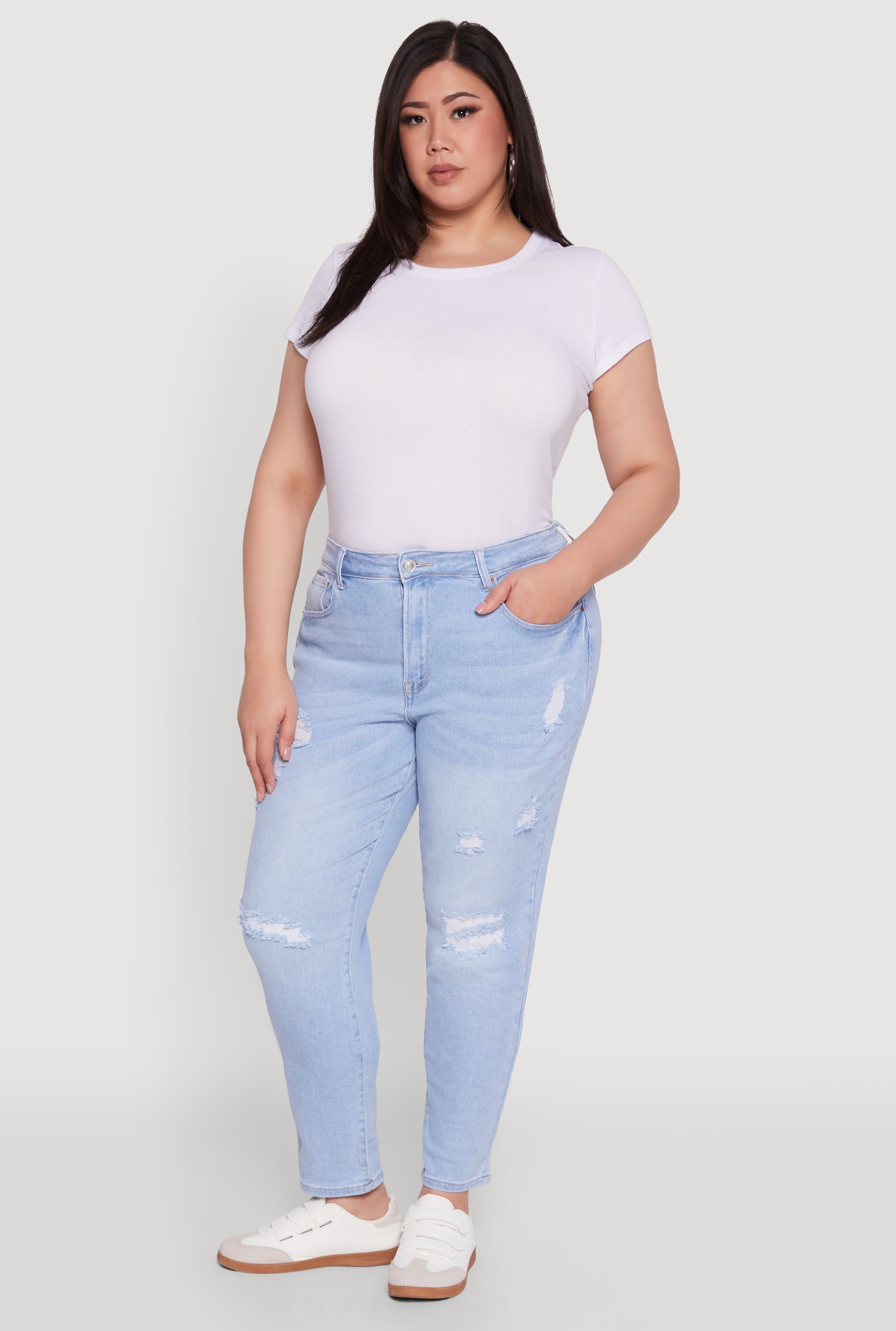 Plus Size WAX High Waist Distressed Jeans