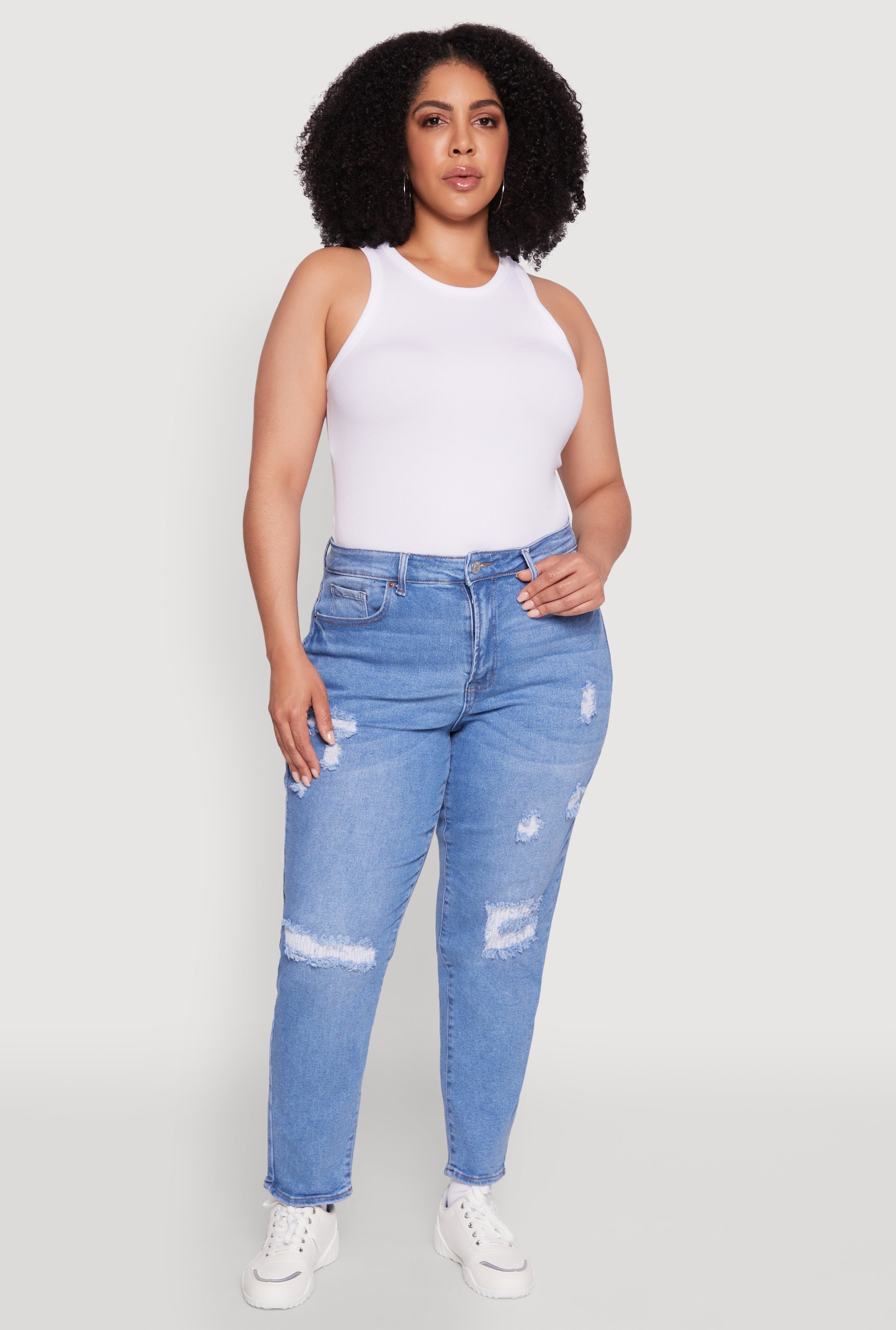 Plus Size WAX High Waist Distressed Jeans