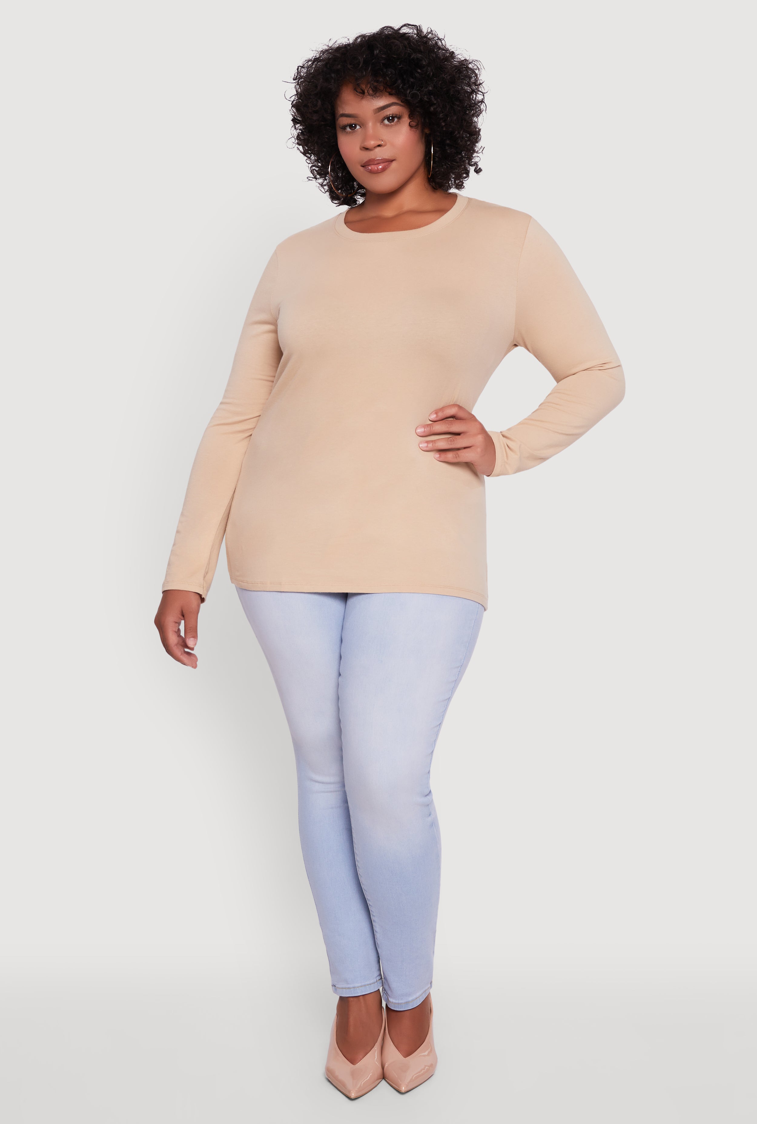 Plus Size Long Sleeve Crew Neck Tee