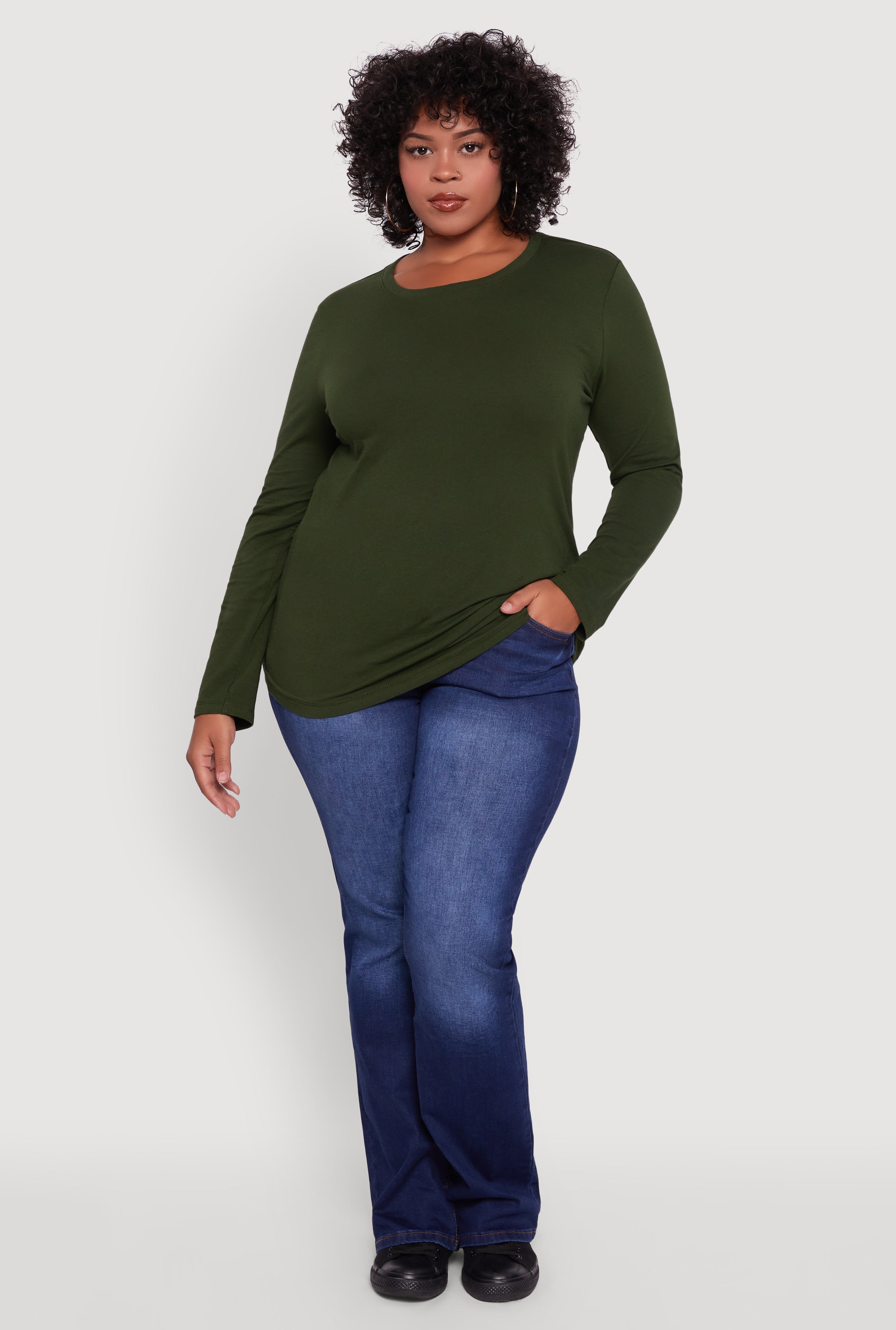 Plus Size Long Sleeve Crew Neck Tee