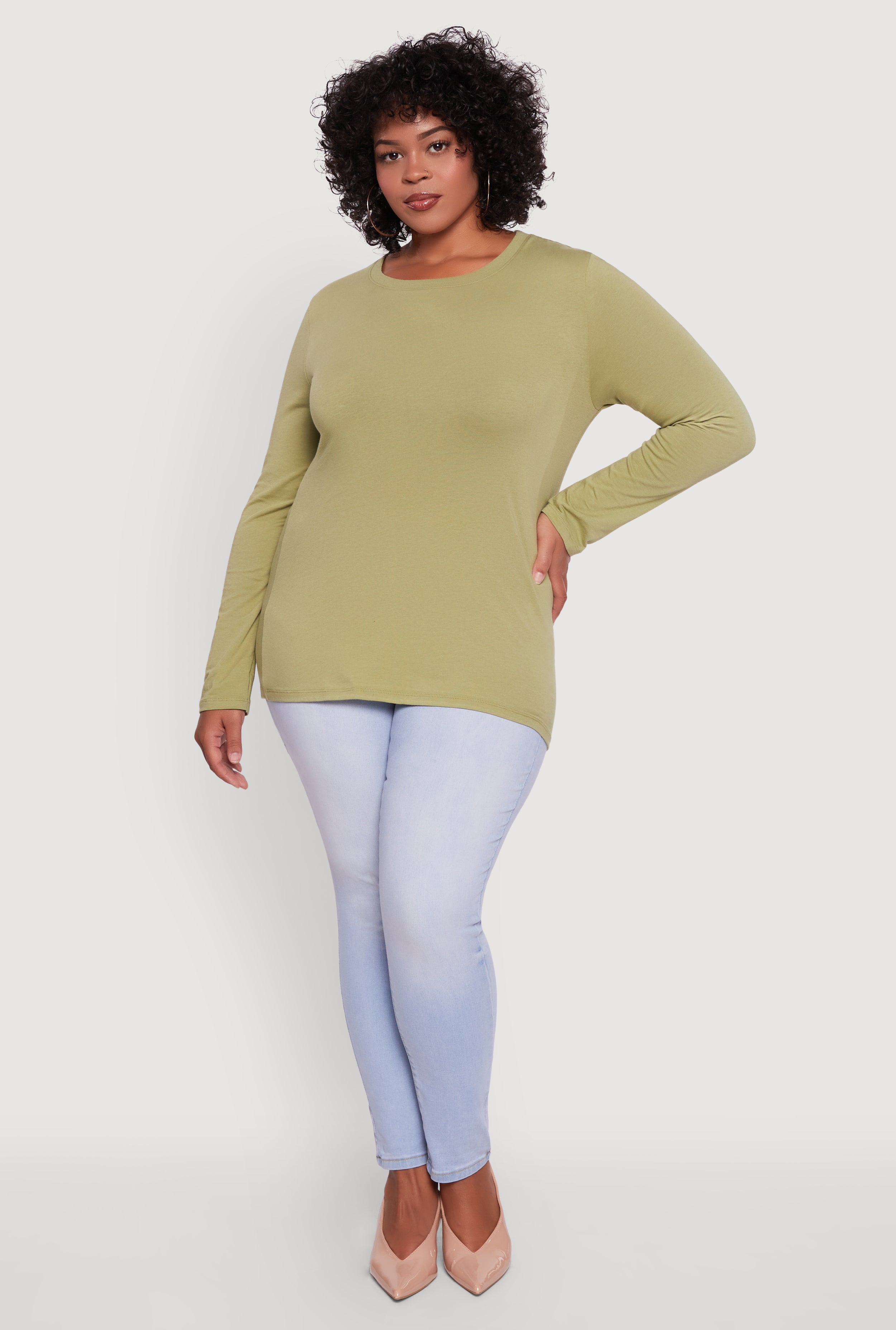 Plus Size Long Sleeve Crew Neck Tee