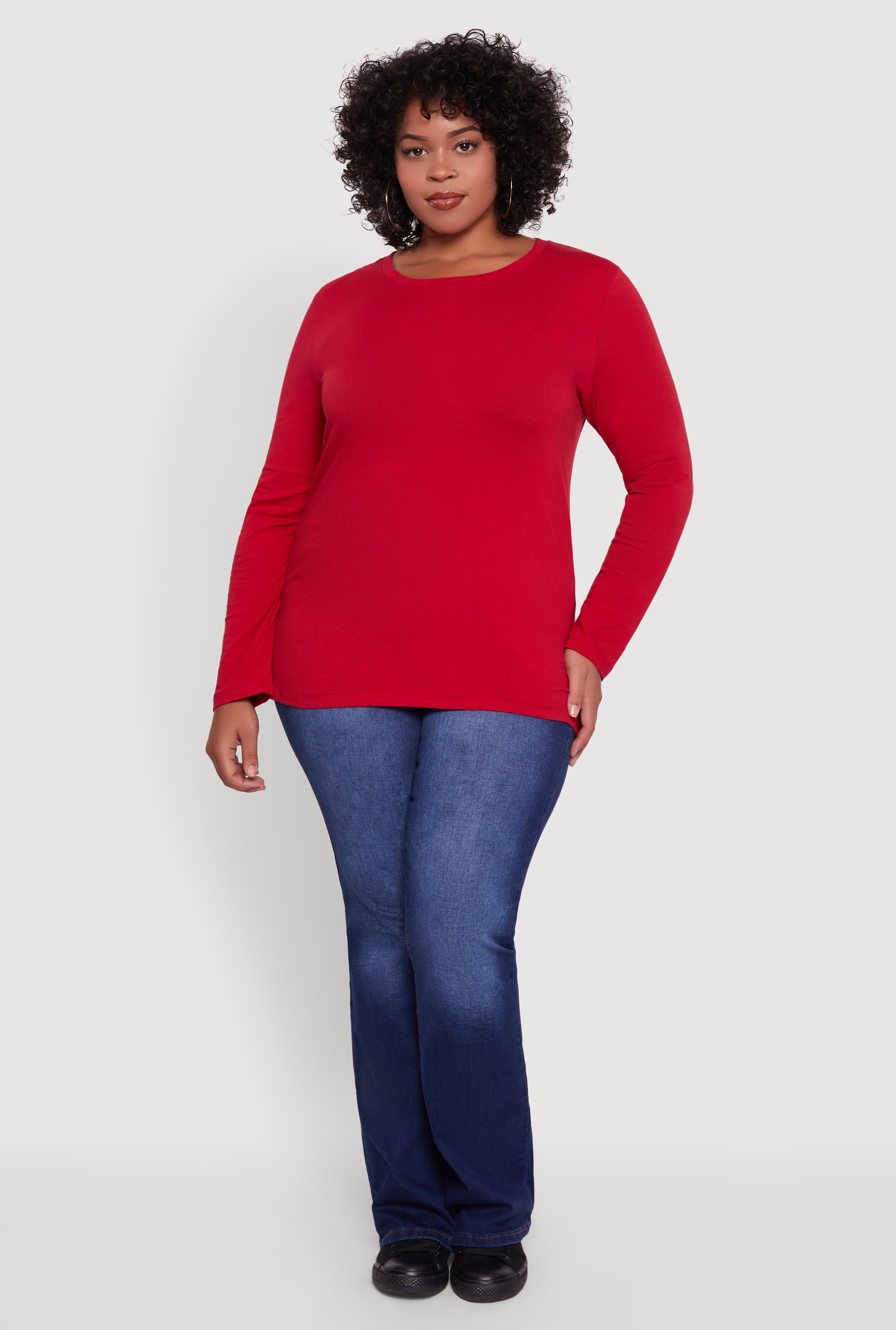Plus Size Long Sleeve Crew Neck Tee