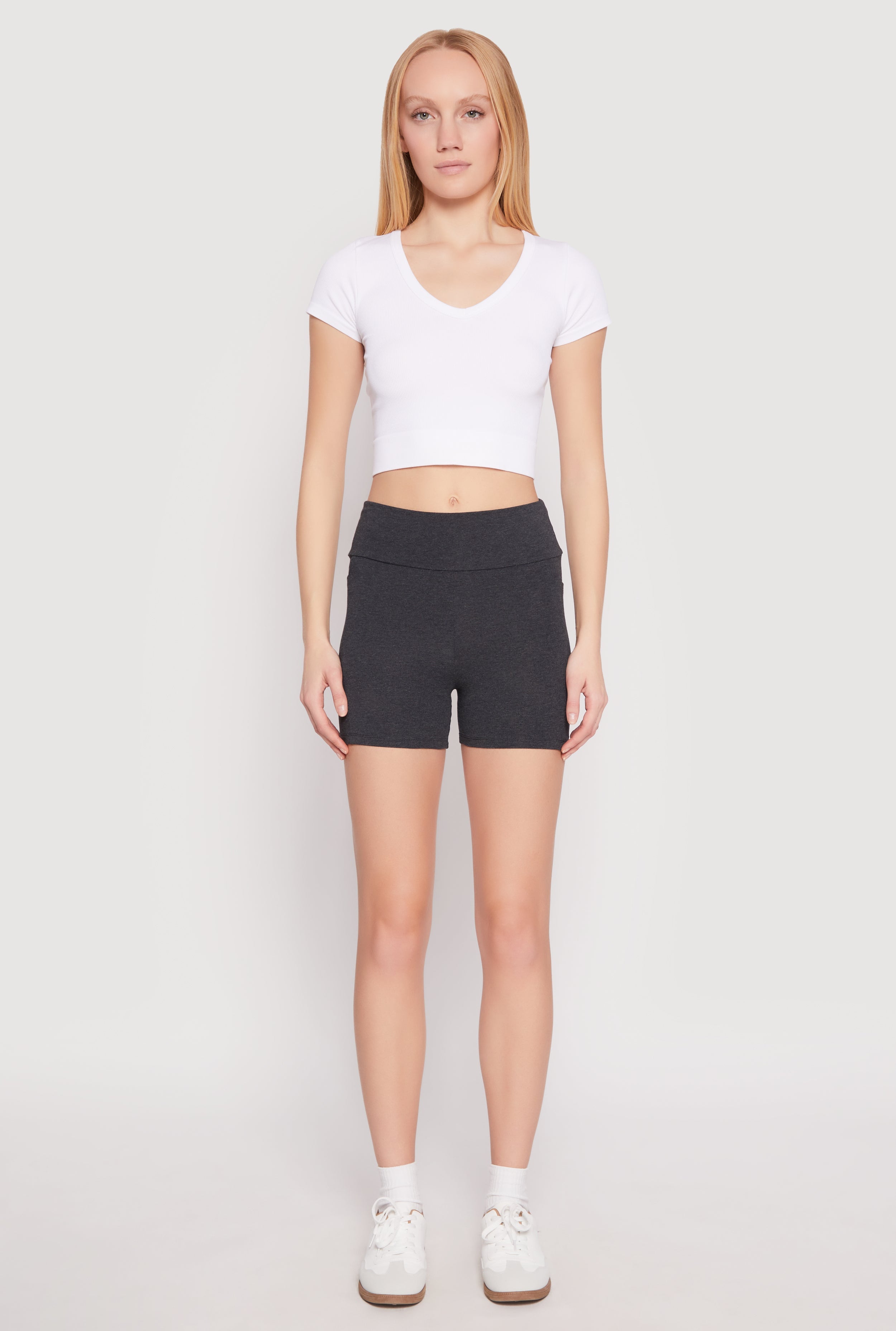 Side Pocket High Waist Biker Shorts