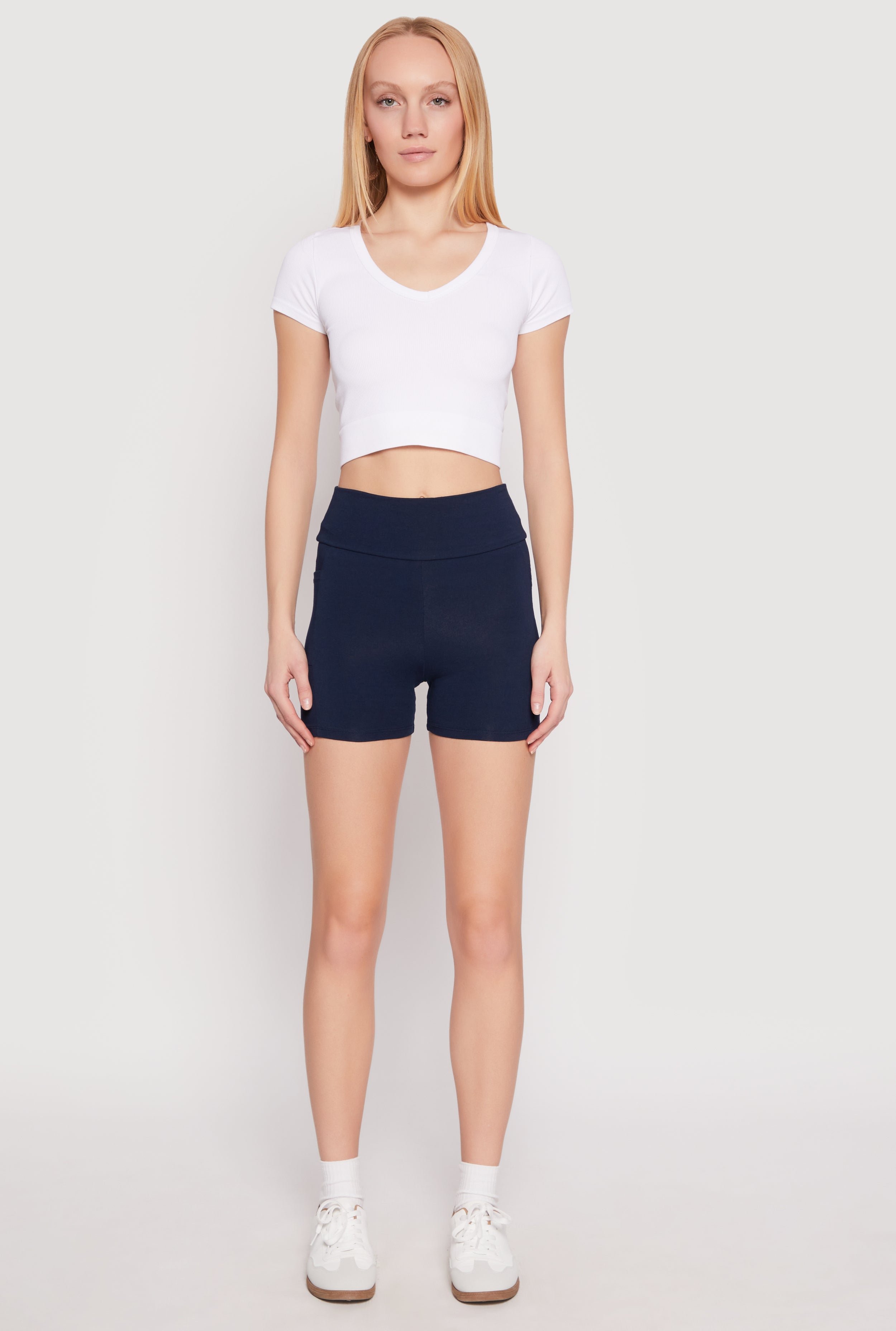 Side Pocket High Waist Biker Shorts