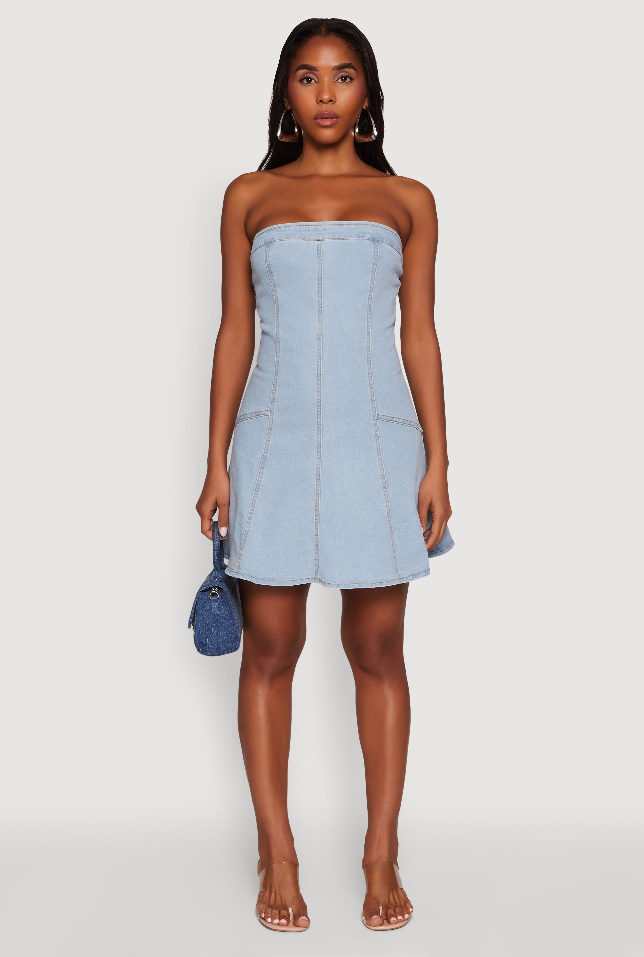 Daisy Strapless Denim Skater Dress