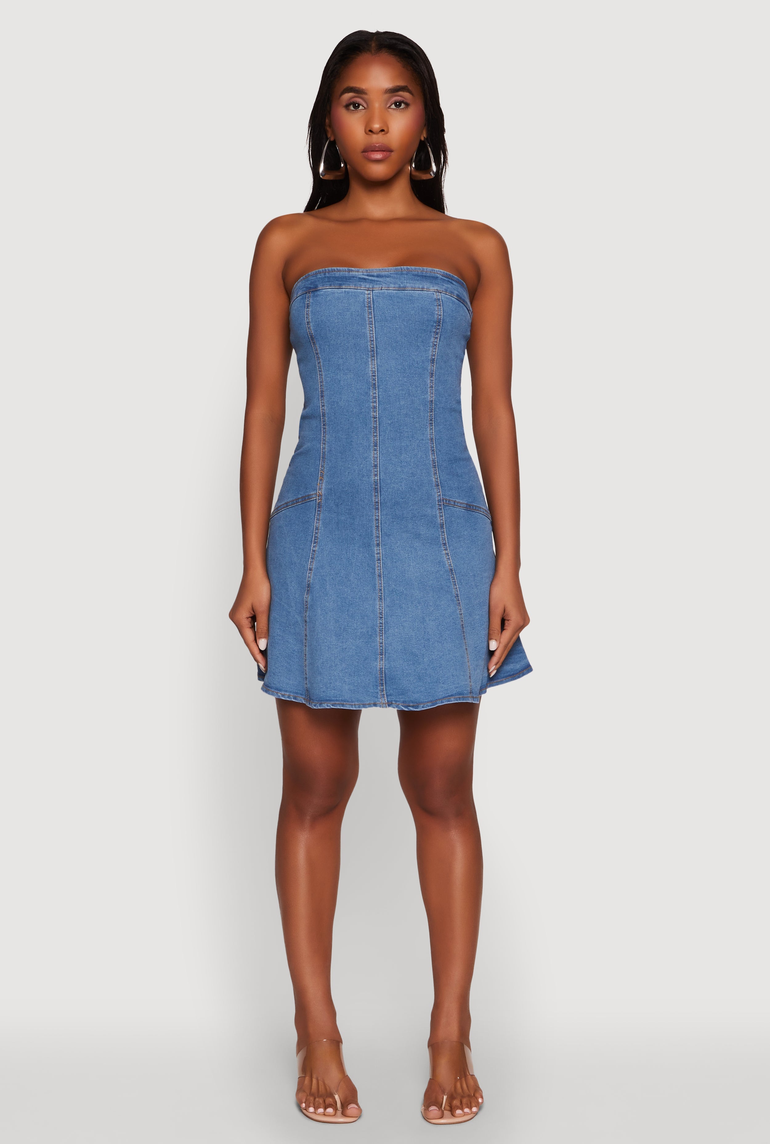 Daisy Strapless Denim Skater Dress