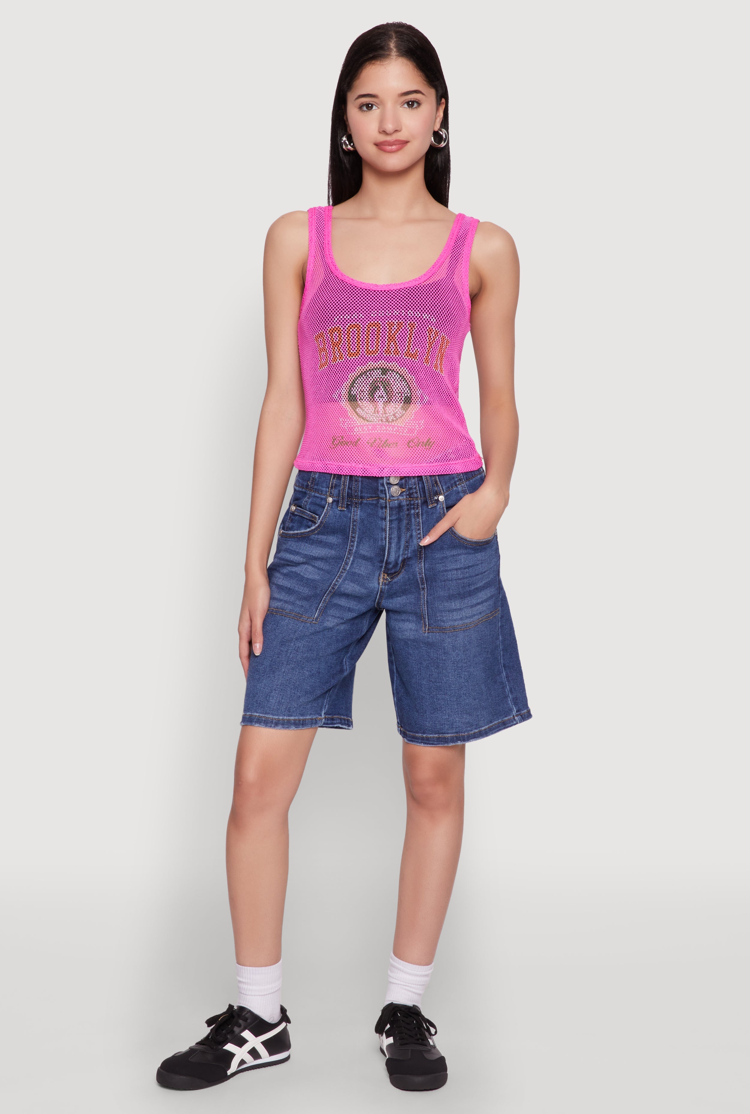 Brooklyn Graphic Fishnet Tank Top