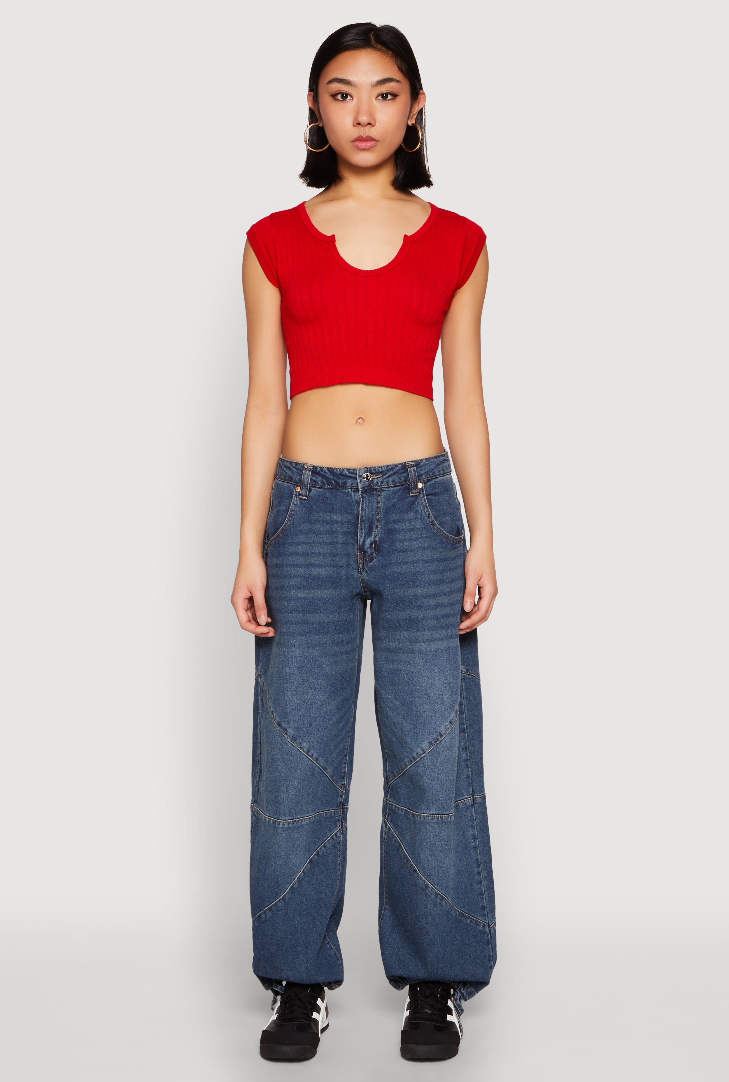 Seamless Notch Neck Crop Top