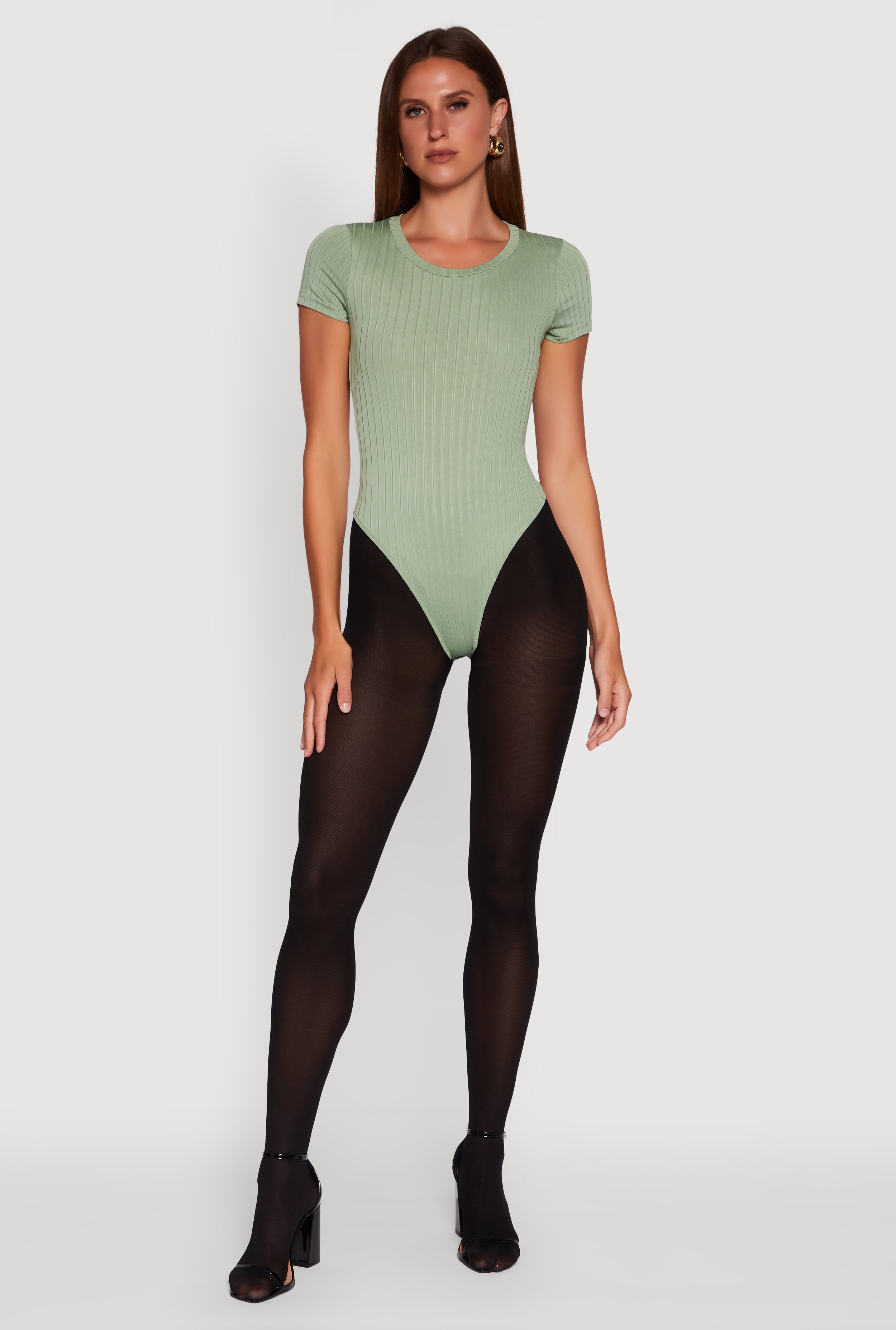 Daisy Rib Knit Short Sleeve Crew Neck Bodysuit