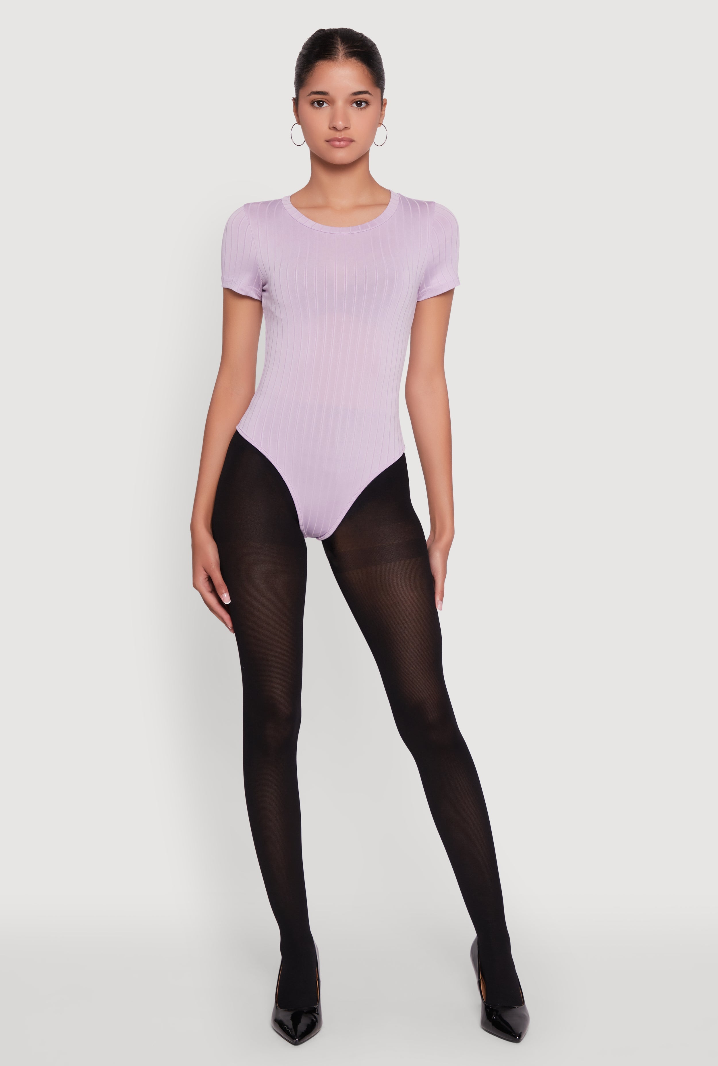 Daisy Rib Knit Short Sleeve Crew Neck Bodysuit