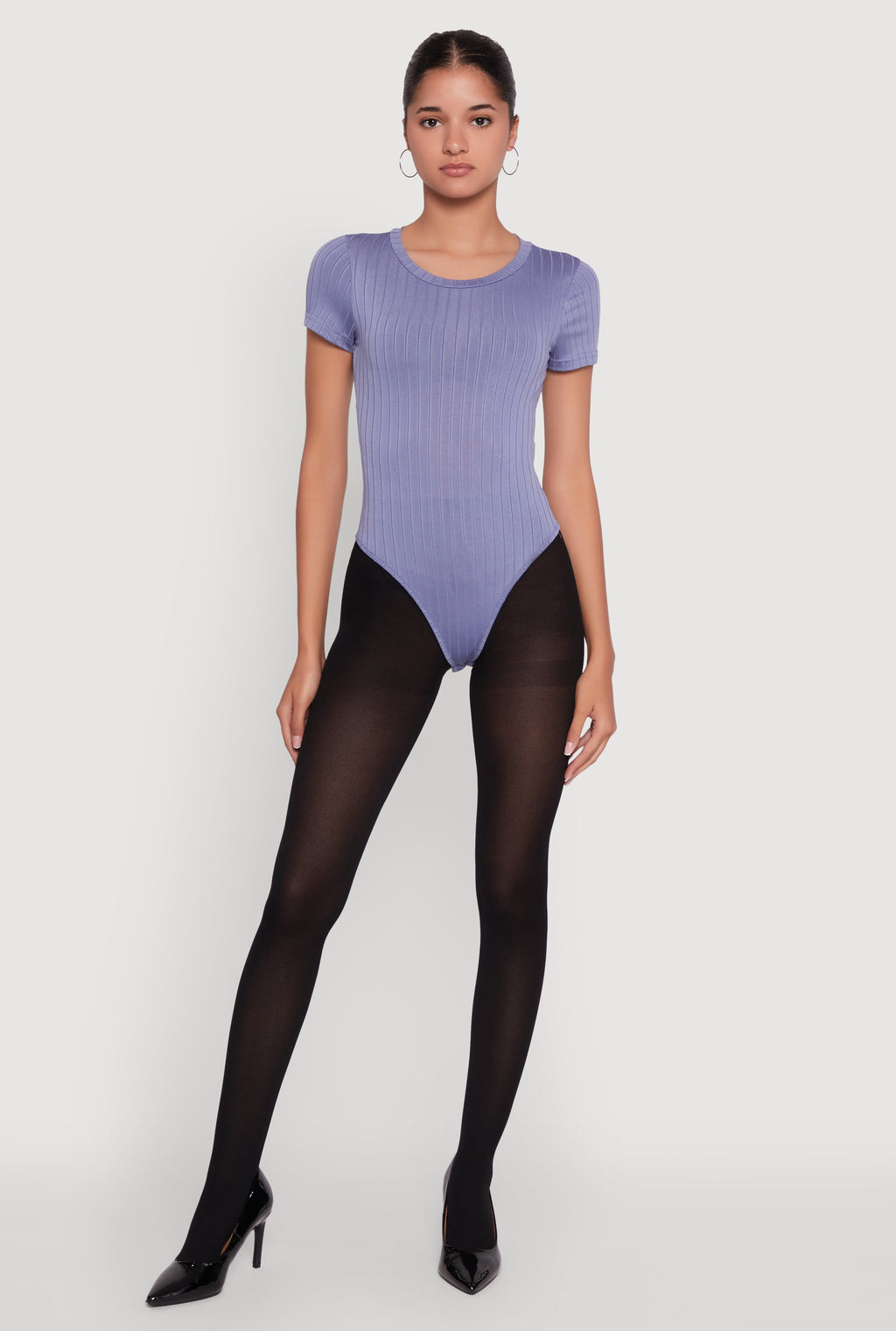Daisy Rib Knit Short Sleeve Crew Neck Bodysuit