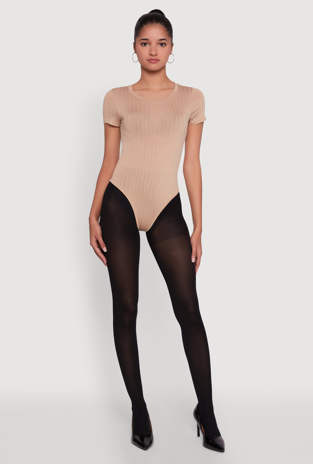 Daisy Rib Knit Short Sleeve Crew Neck Bodysuit