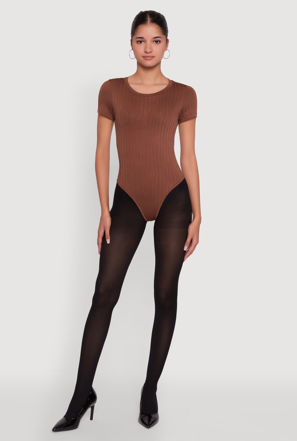 Daisy Rib Knit Short Sleeve Crew Neck Bodysuit