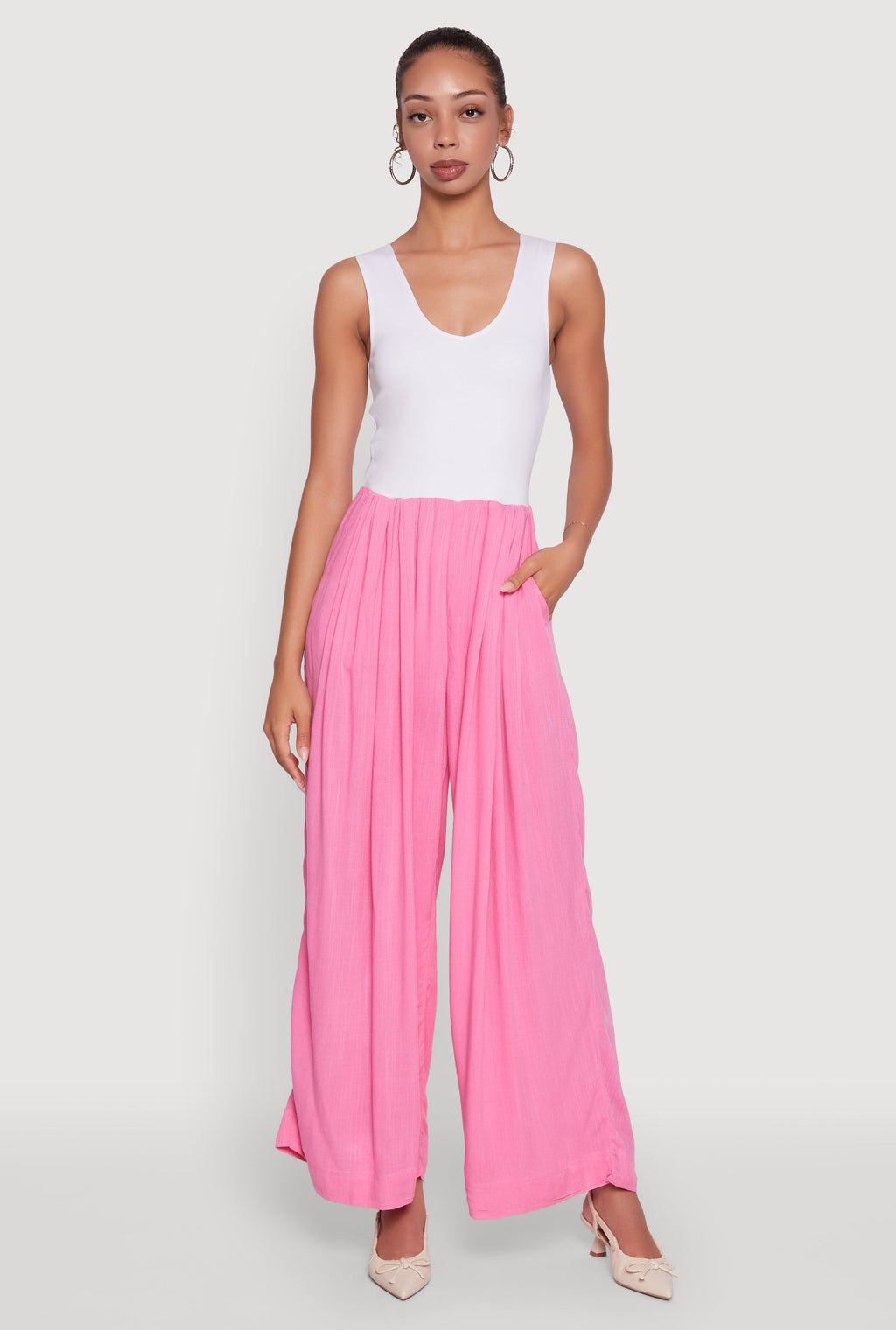 Ponte Wide Leg Pleated Jumpsuit