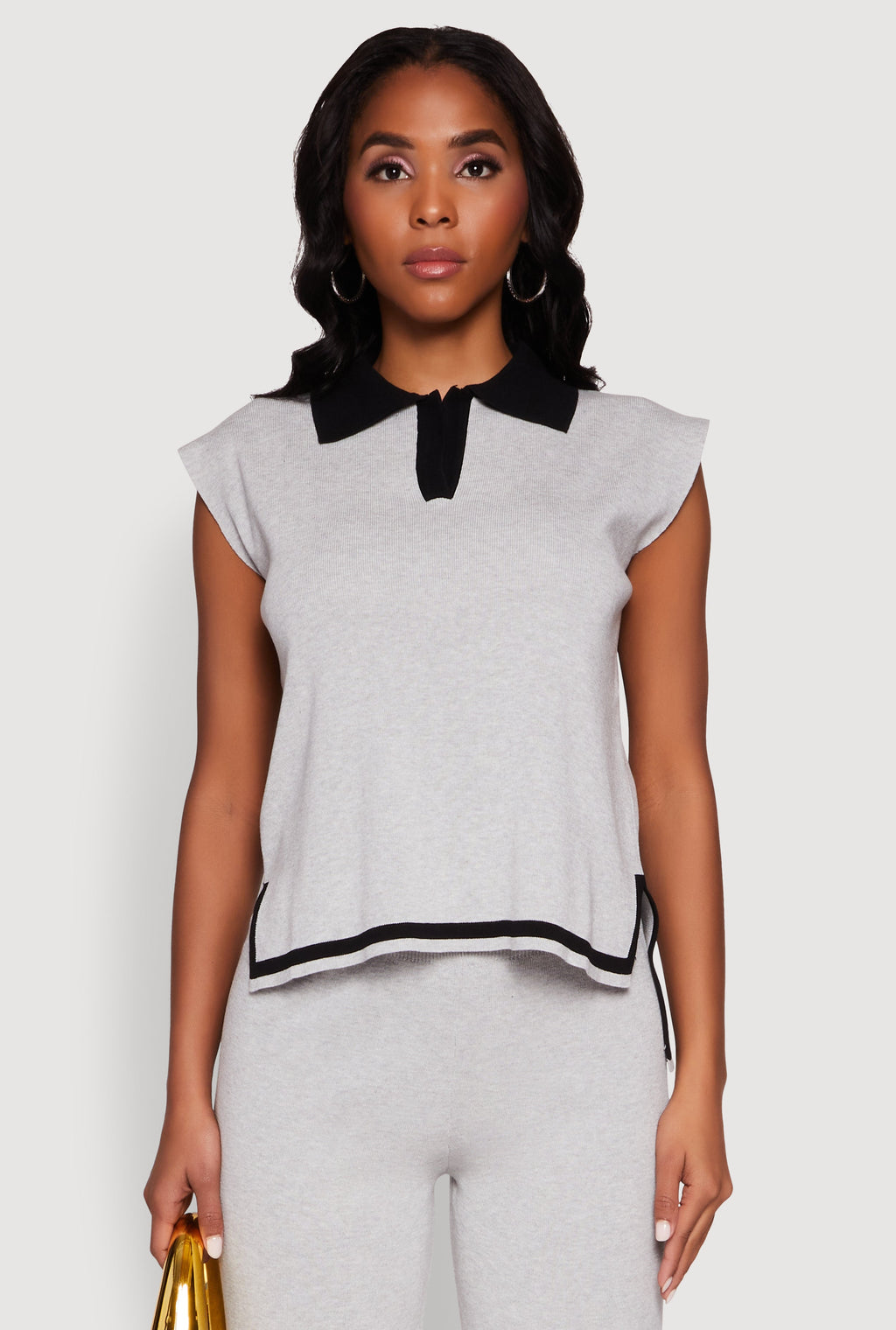 Daisy Contrast Trim Cap Sleeve Blouse