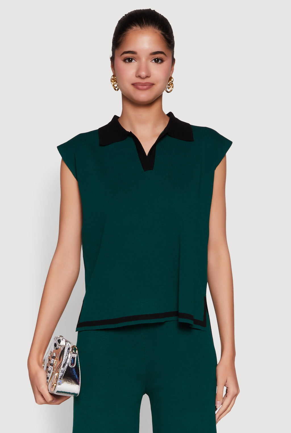Daisy Contrast Trim Cap Sleeve Blouse