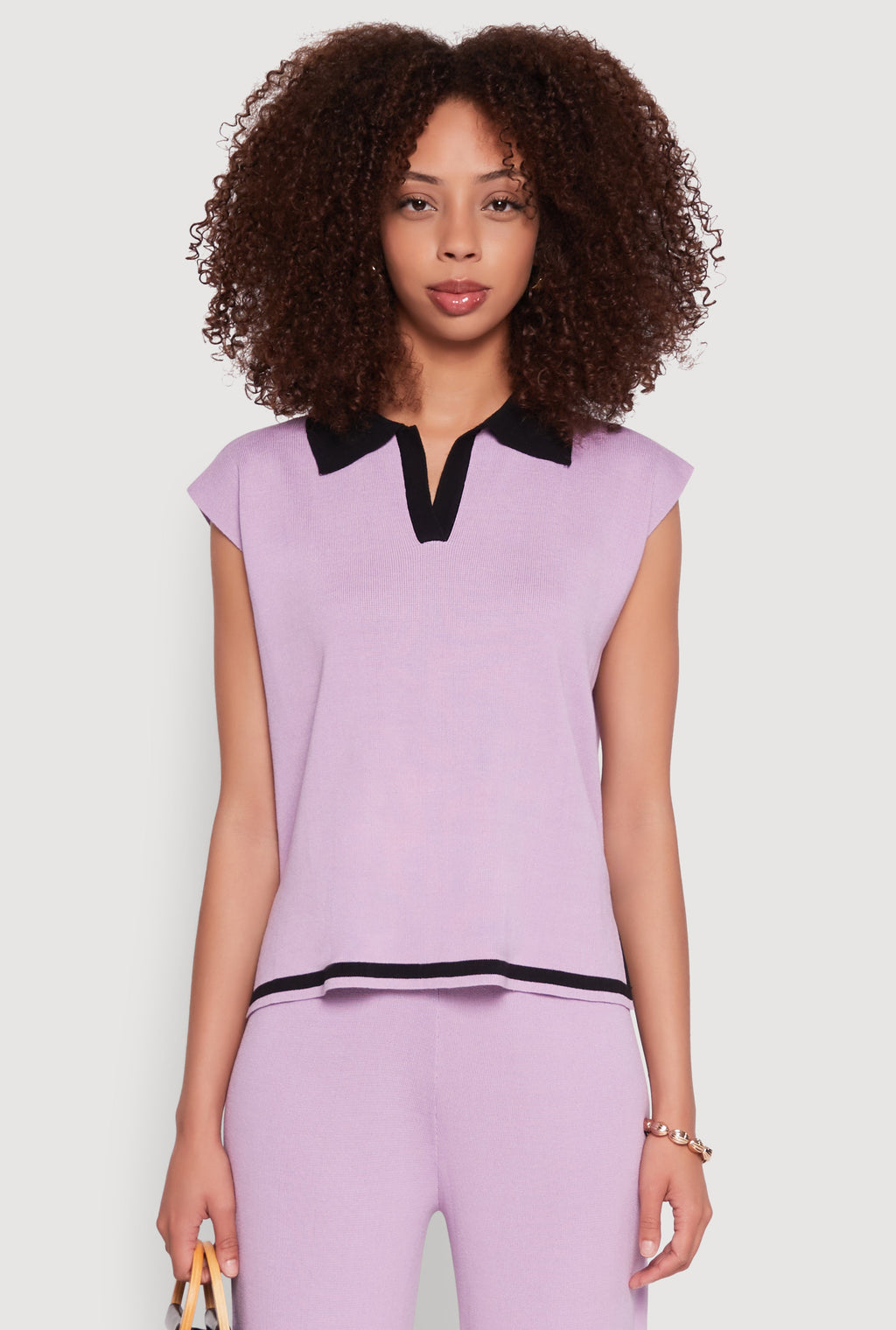 Daisy Contrast Trim Cap Sleeve Blouse