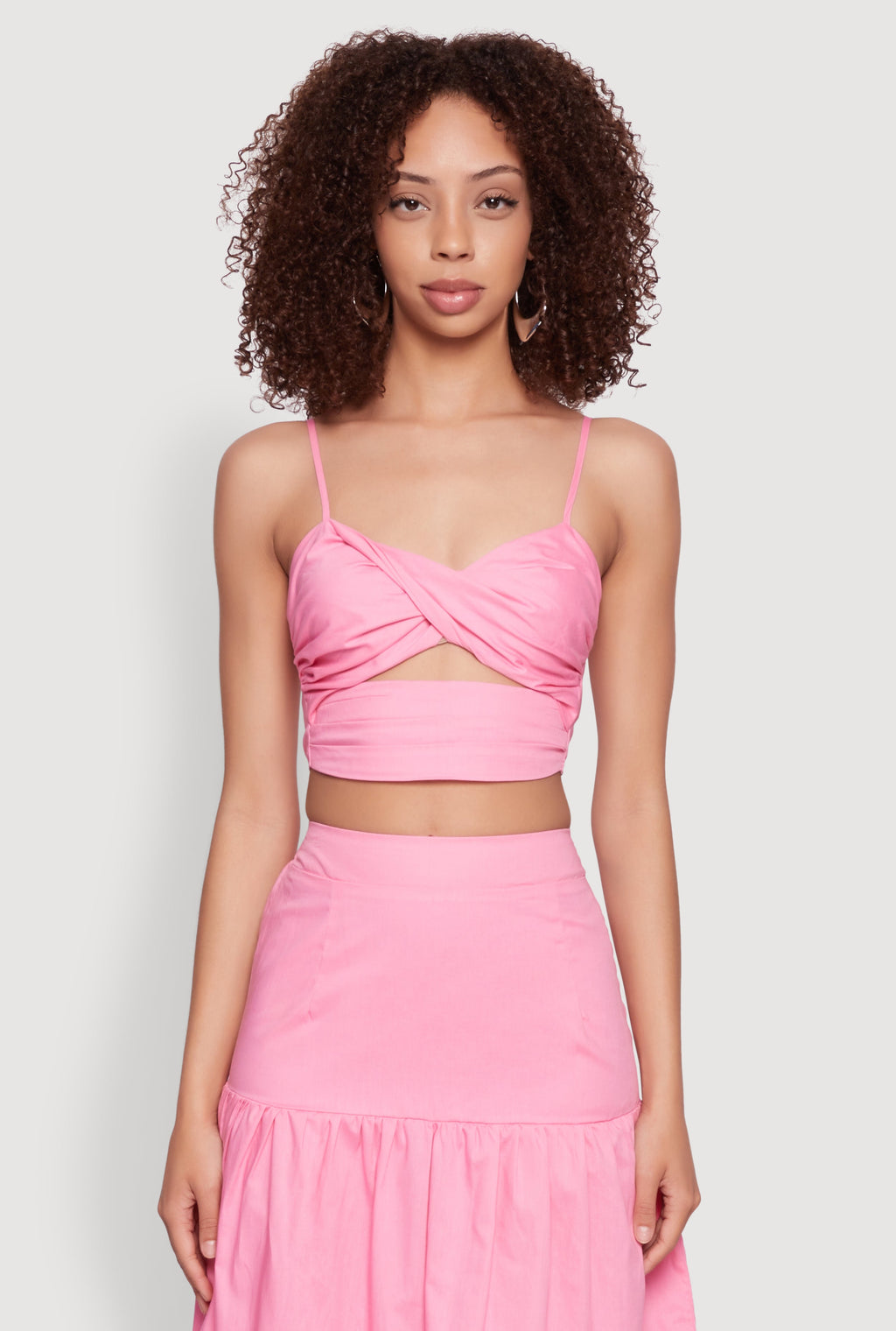 Twist Front Zip Back Cropped Cami
