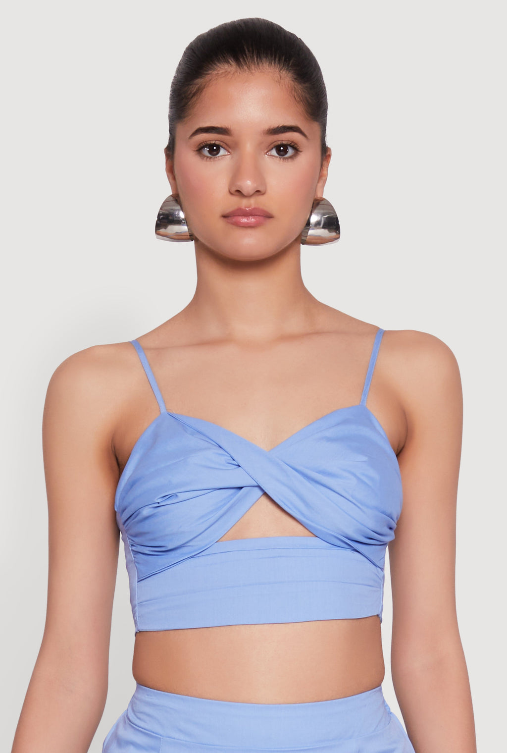 Twist Front Zip Back Cropped Cami