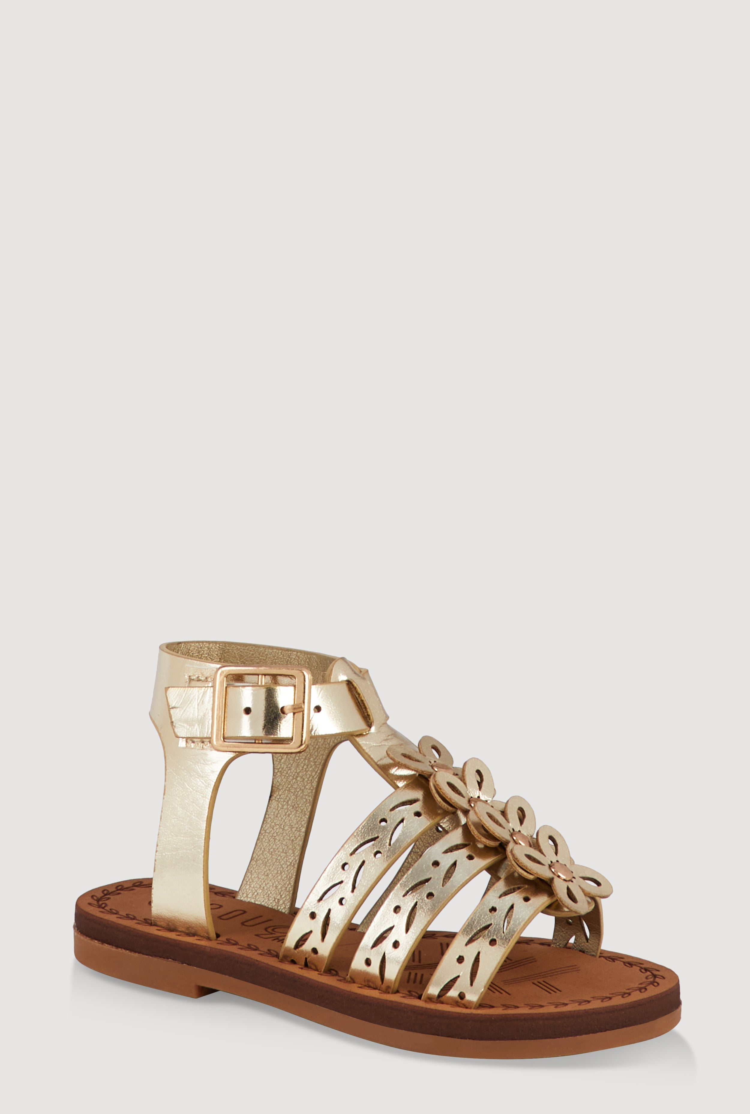 Toddler Girls Flower Studded Eyelet Gladiator Sandals