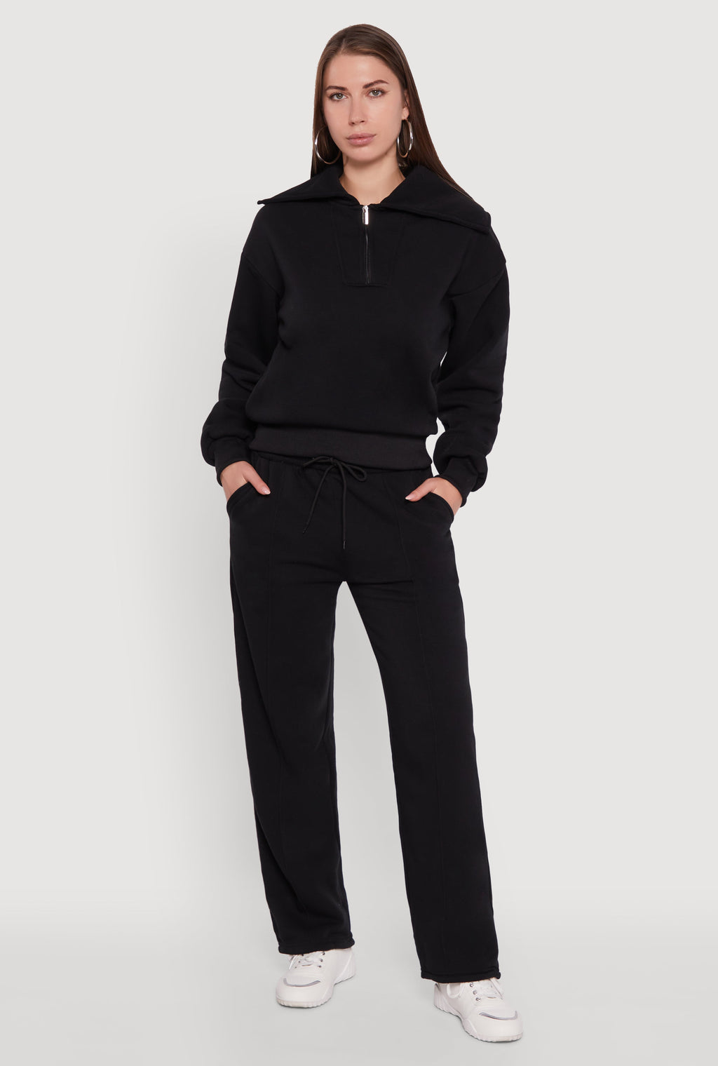 Wide Leg Fleece Sweatpants with Pockets