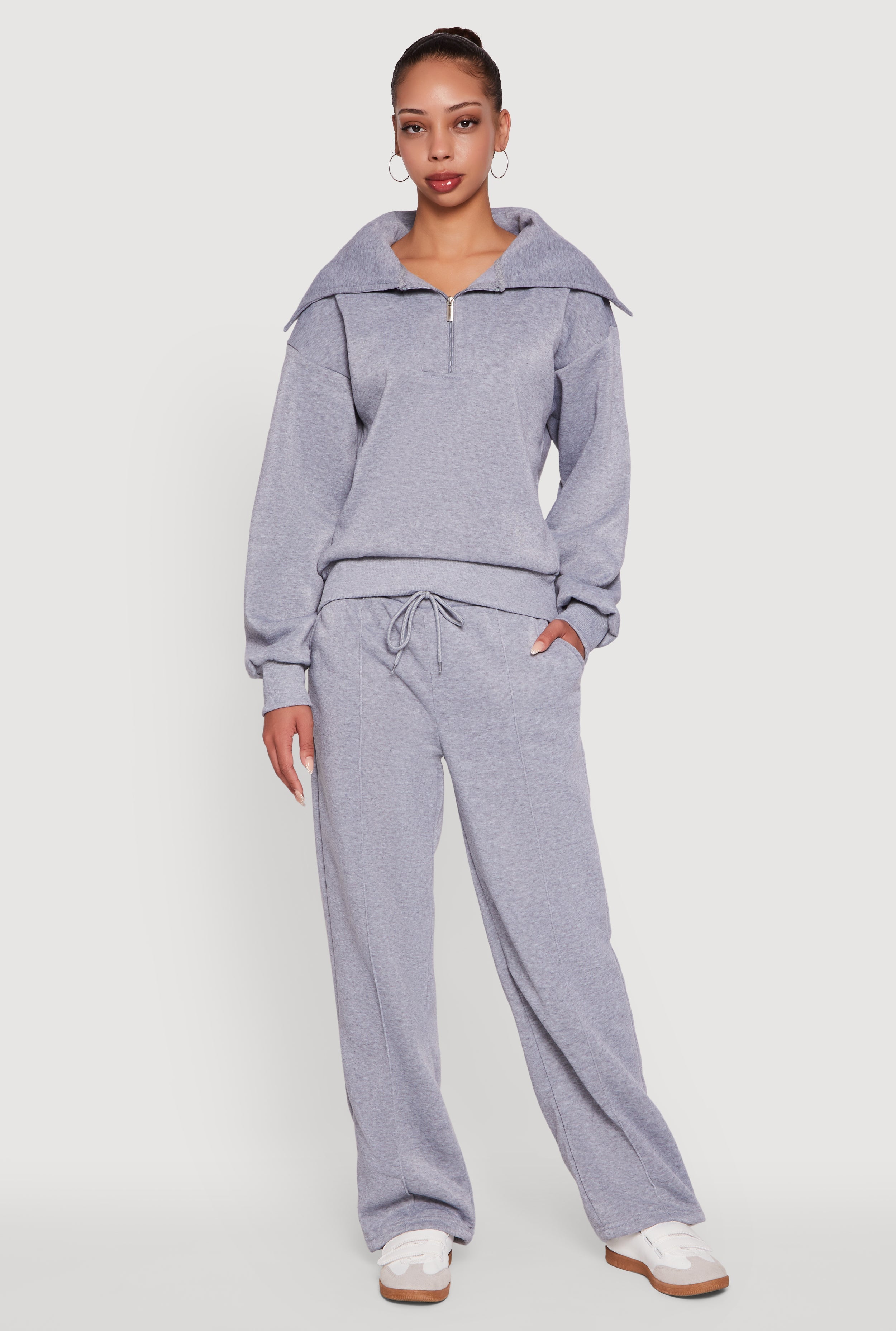 Wide Leg Fleece Sweatpants with Pockets