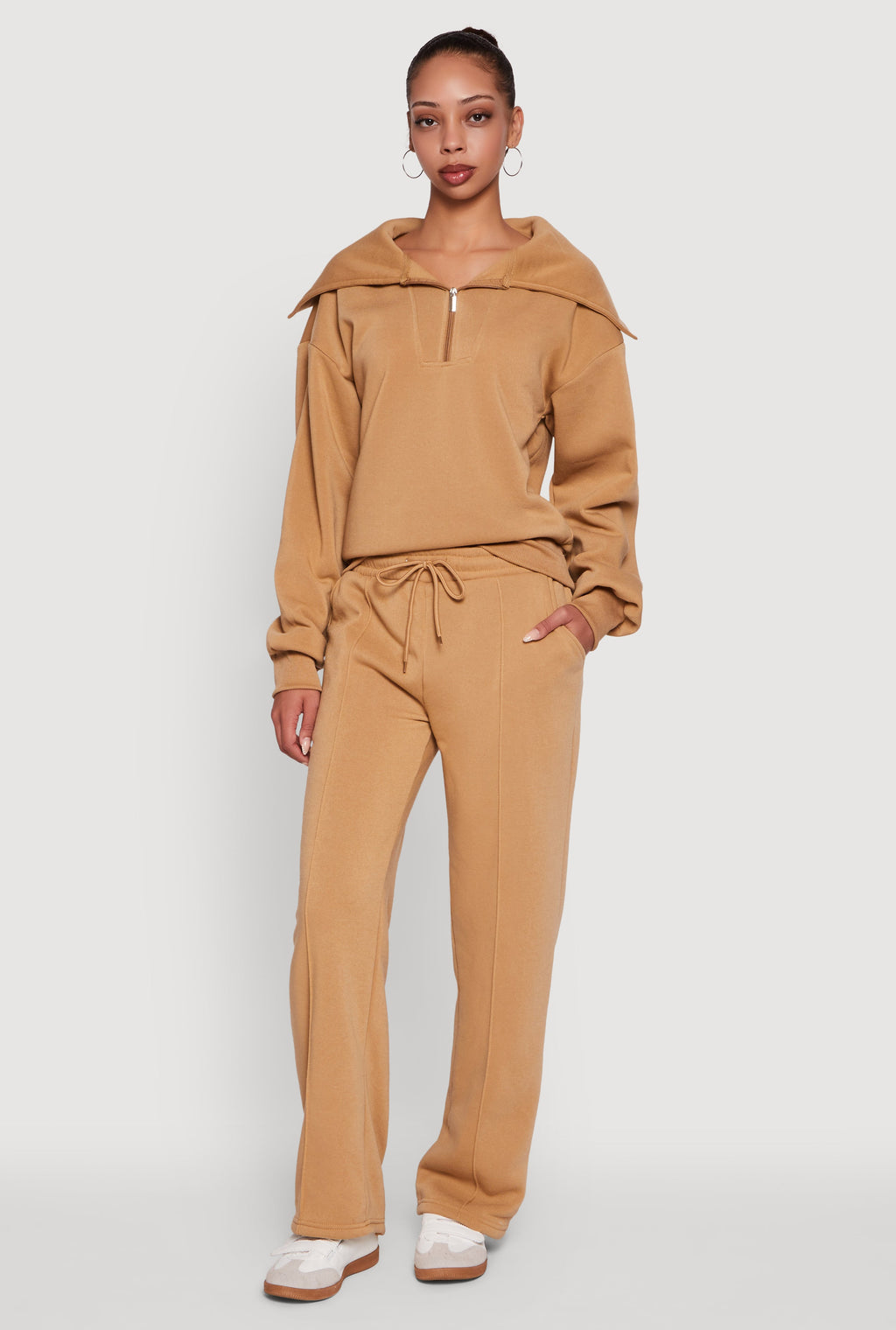 Wide Leg Fleece Sweatpants with Pockets