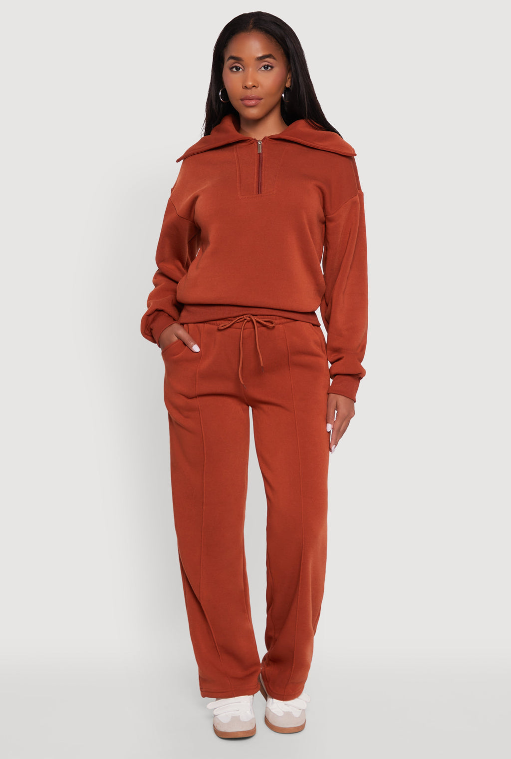 Wide Leg Fleece Sweatpants with Pockets