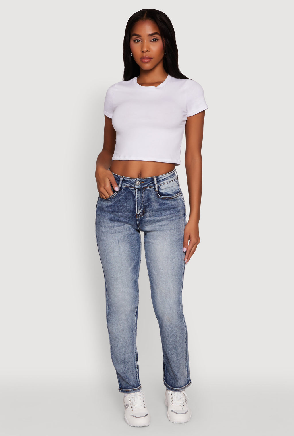 WAX High Waisted Straight Leg Stretch Jeans