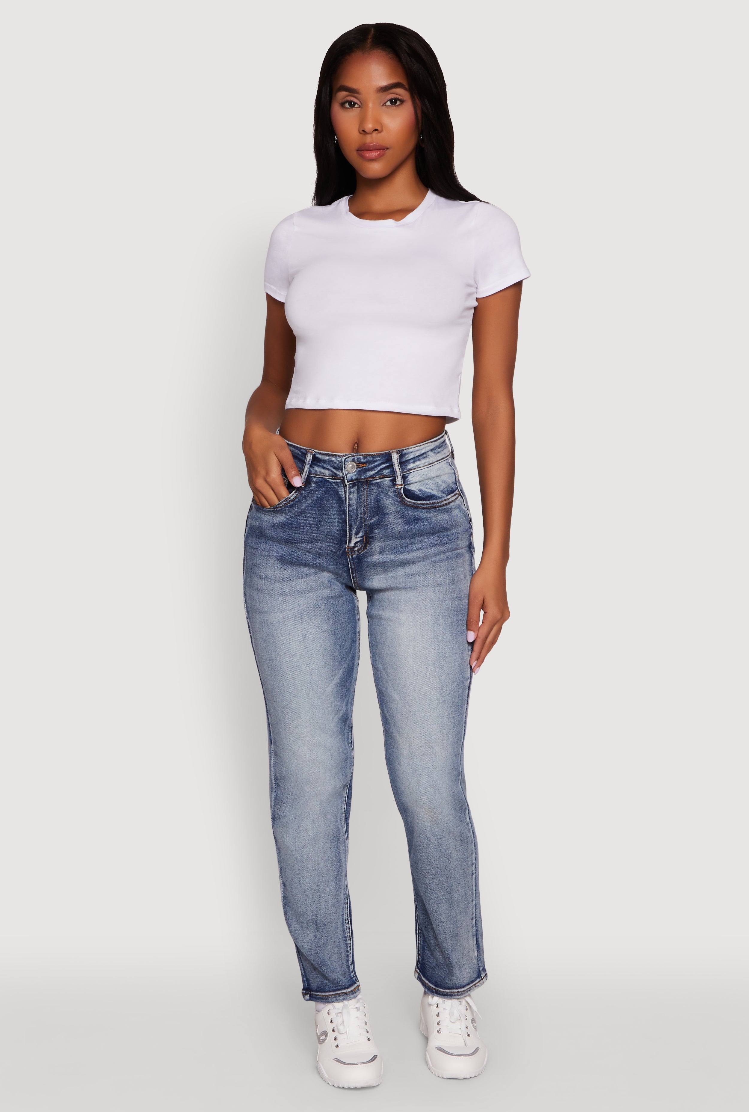 WAX High Waisted Straight Leg Stretch Jeans