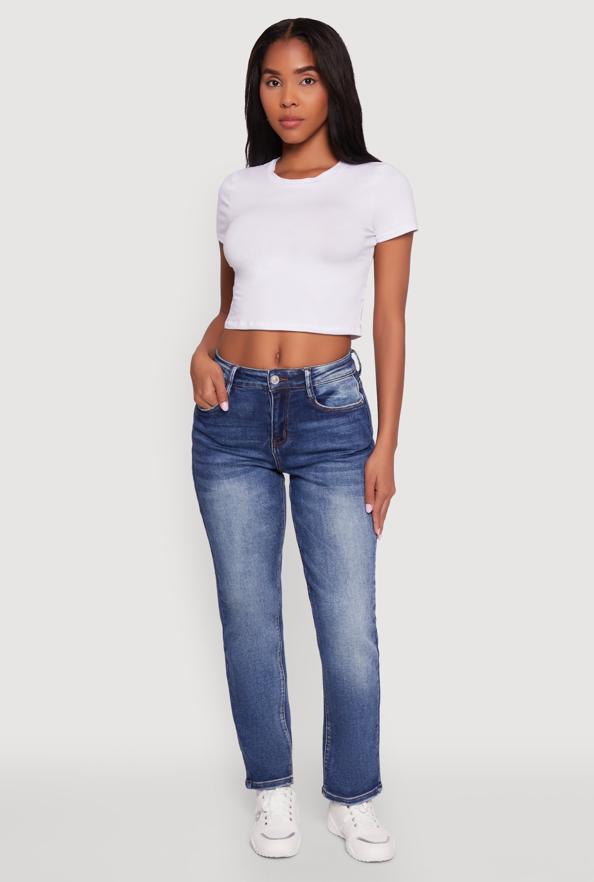 WAX High Waisted Straight Leg Stretch Jeans