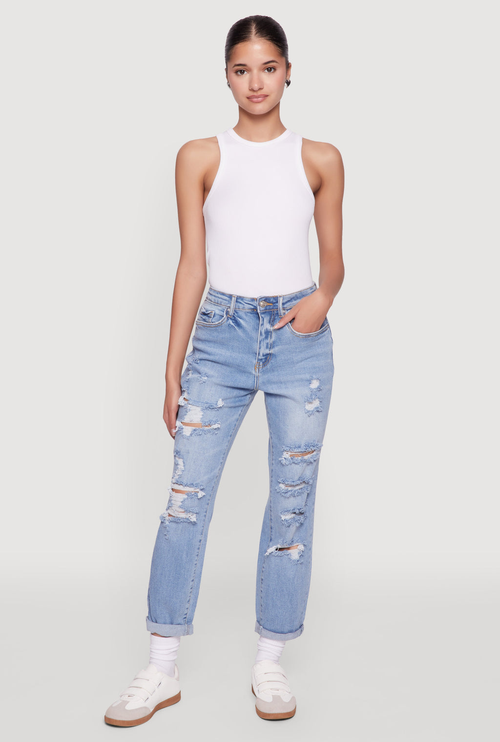 WAX Distressed Boyfriend Jeans