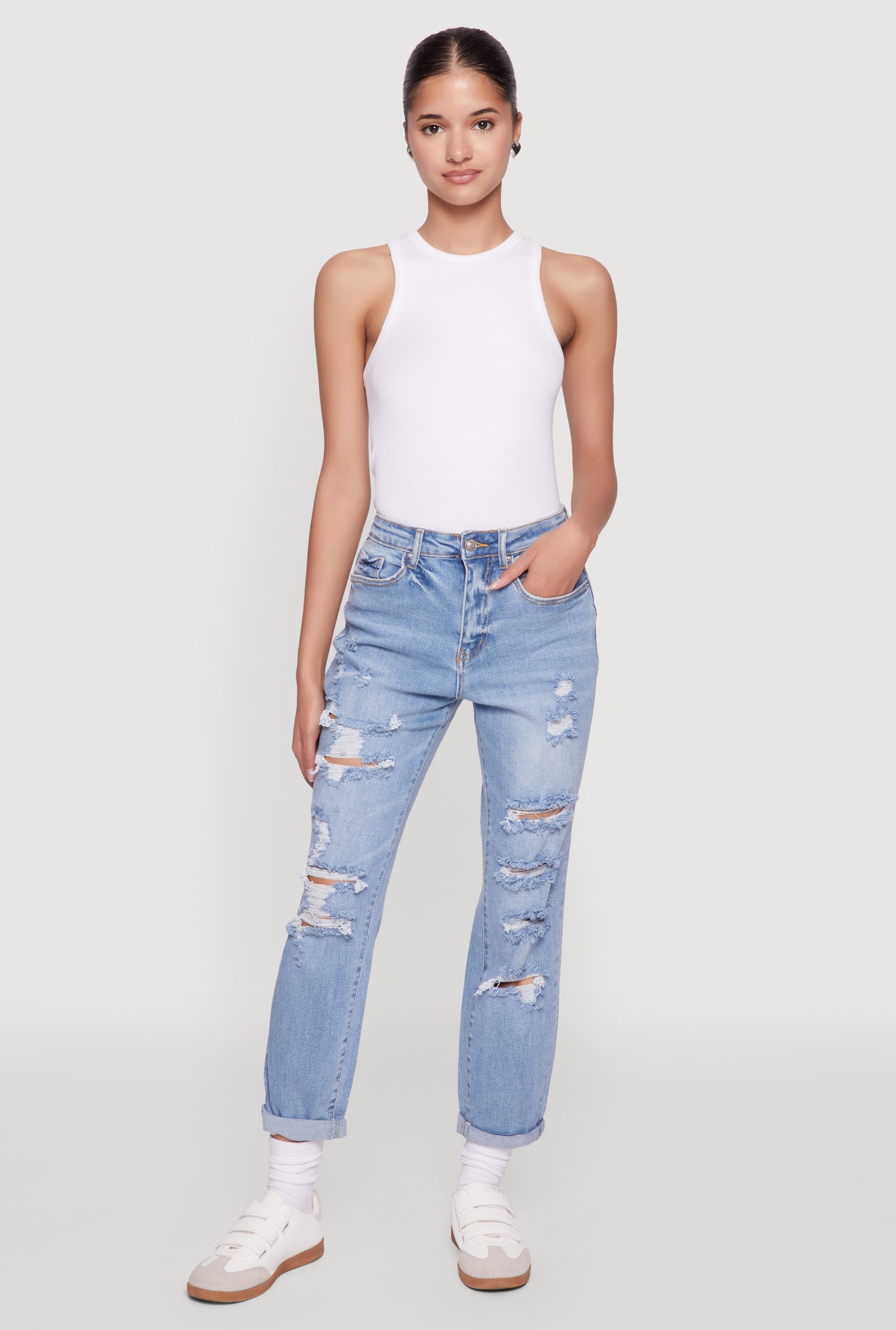 WAX Distressed Boyfriend Jeans