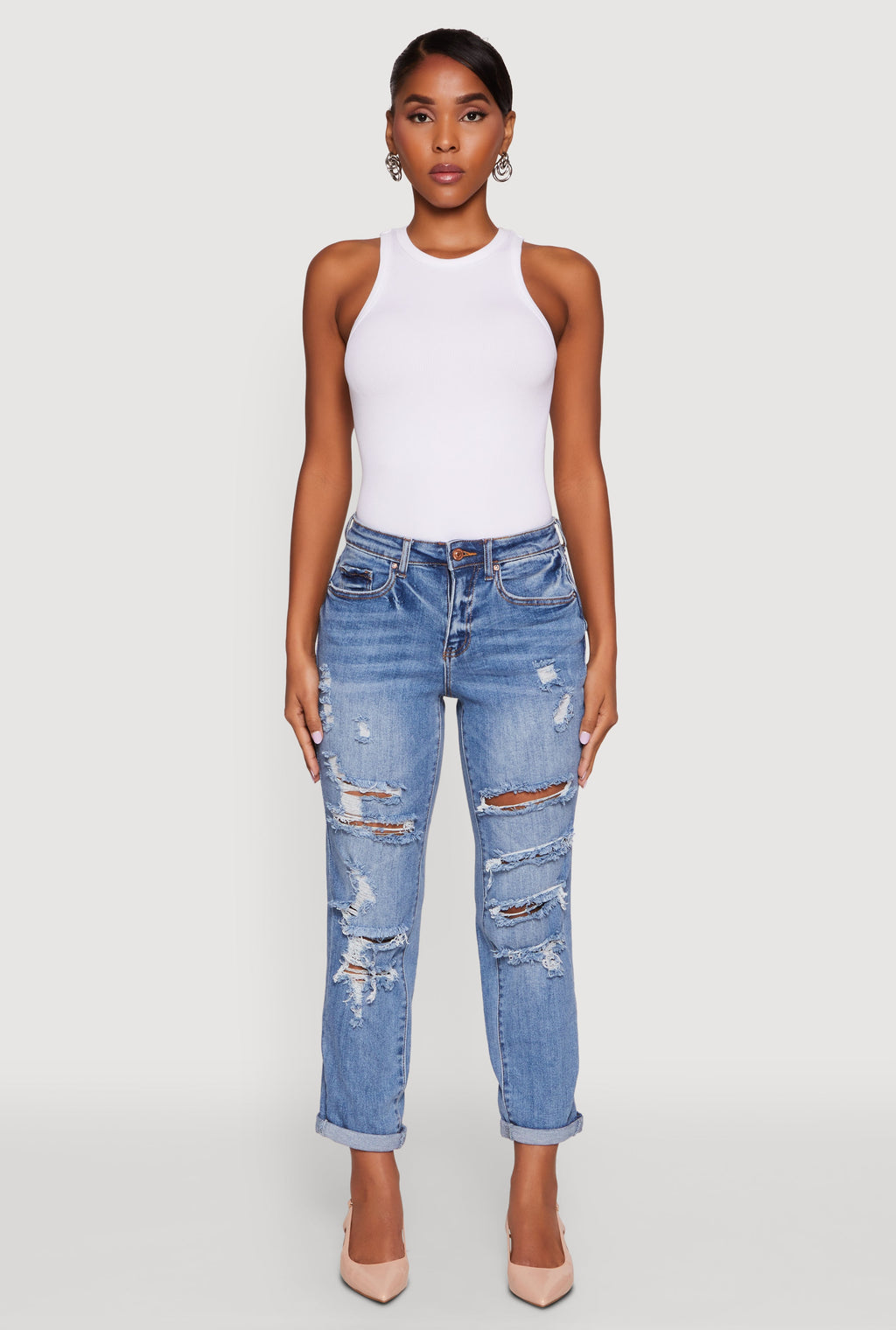 WAX Distressed Boyfriend Jeans